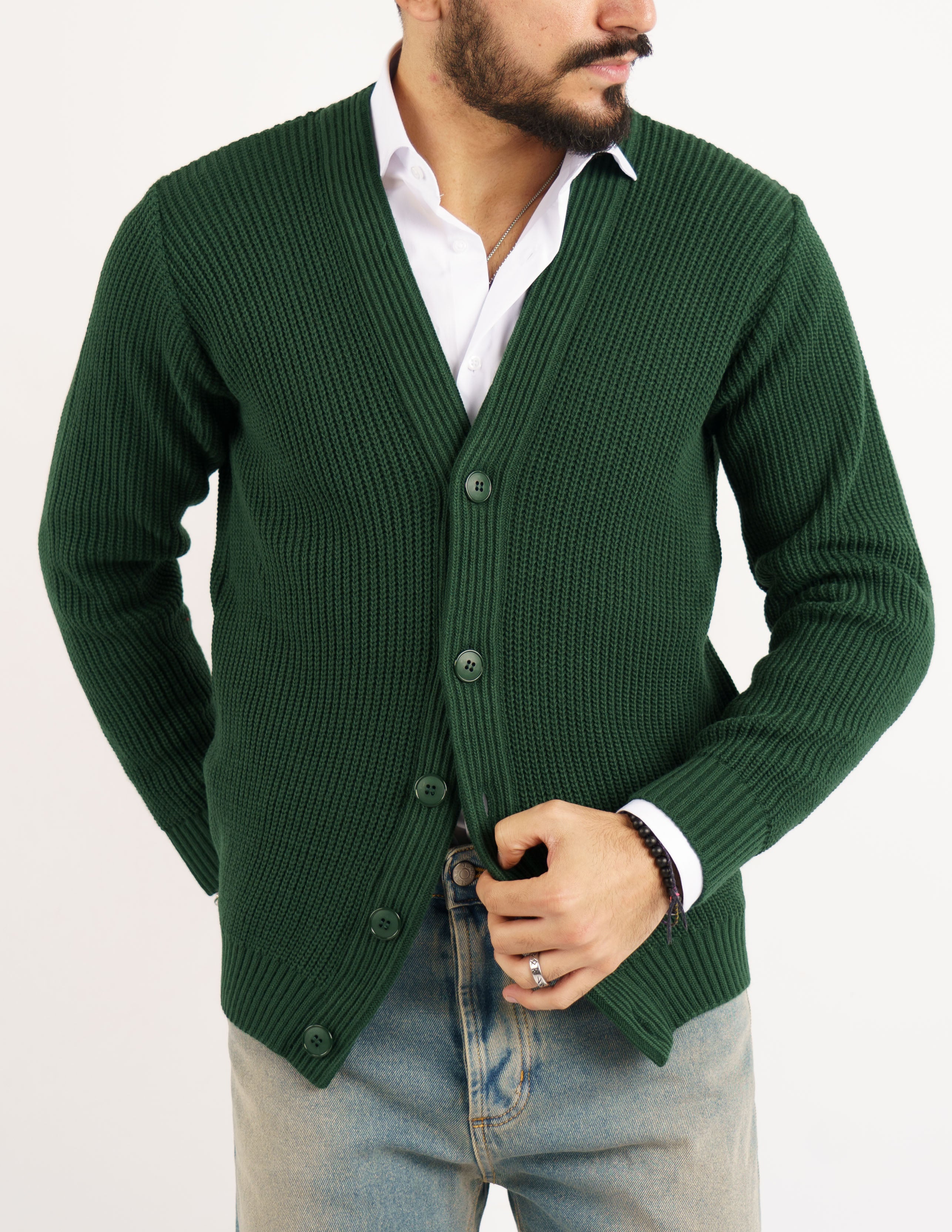 cardigan slim fit in misto lana