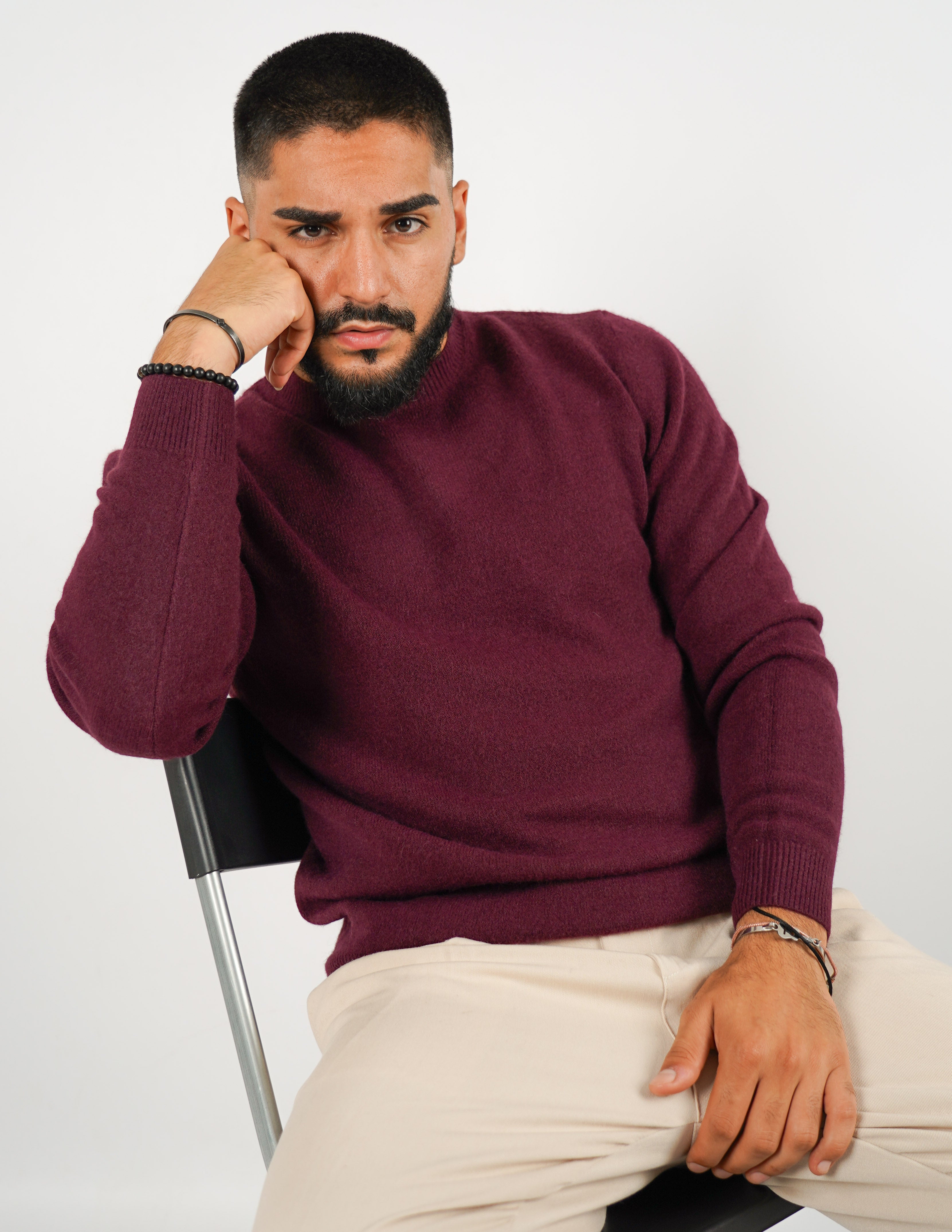 maglione girocollo misto lana
