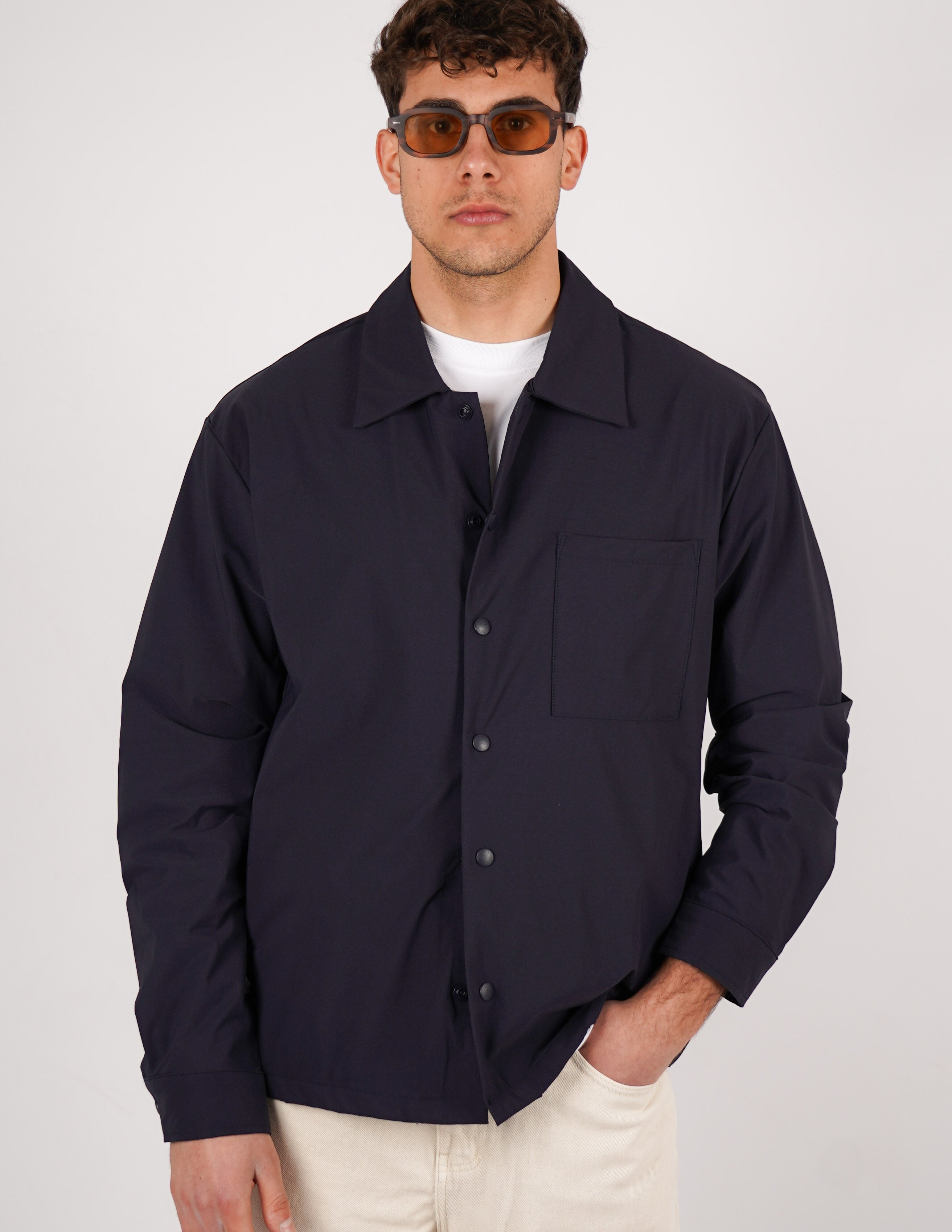 CAMICIA TINTA UNITA BOTTONE AUTOMATICO