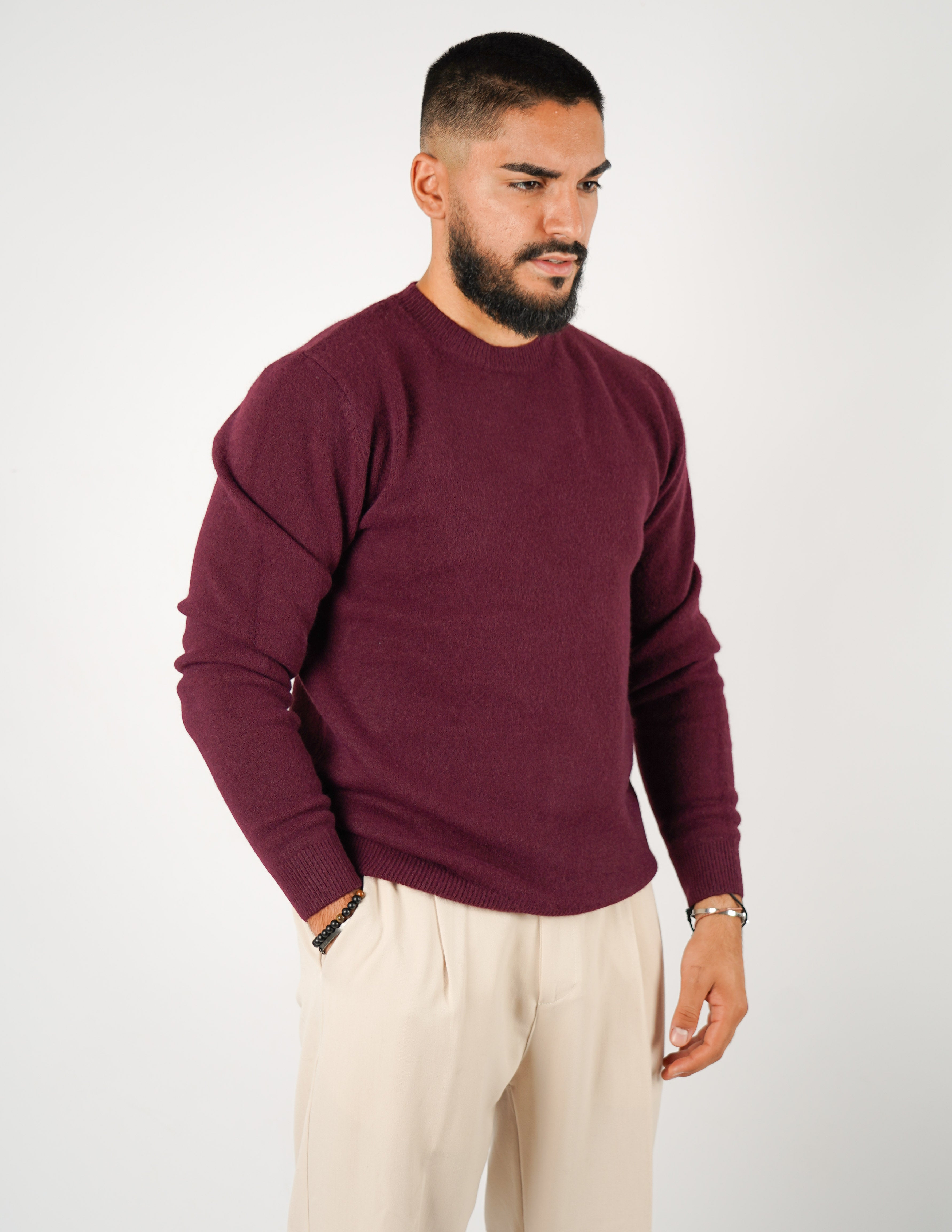 maglione girocollo misto lana