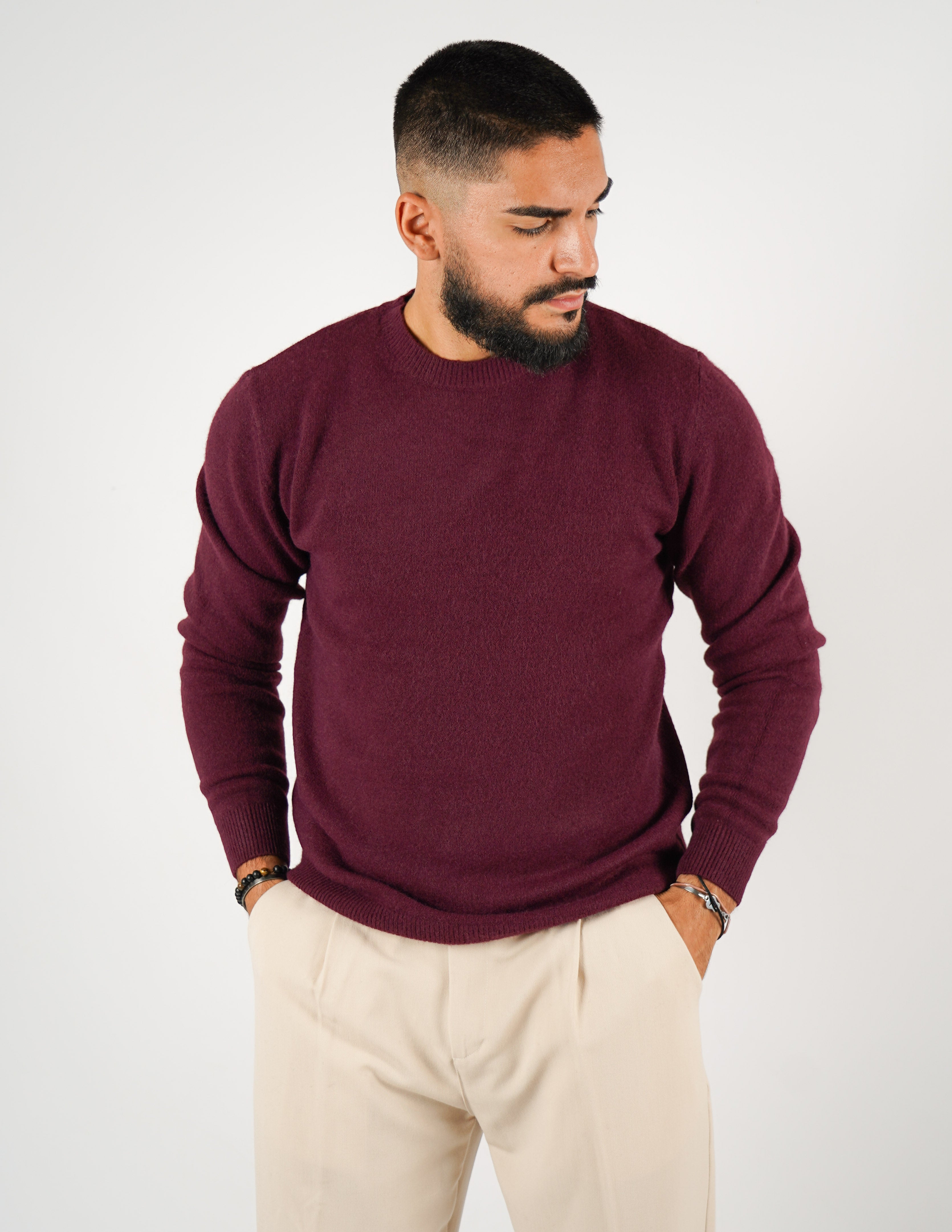 maglione girocollo misto lana