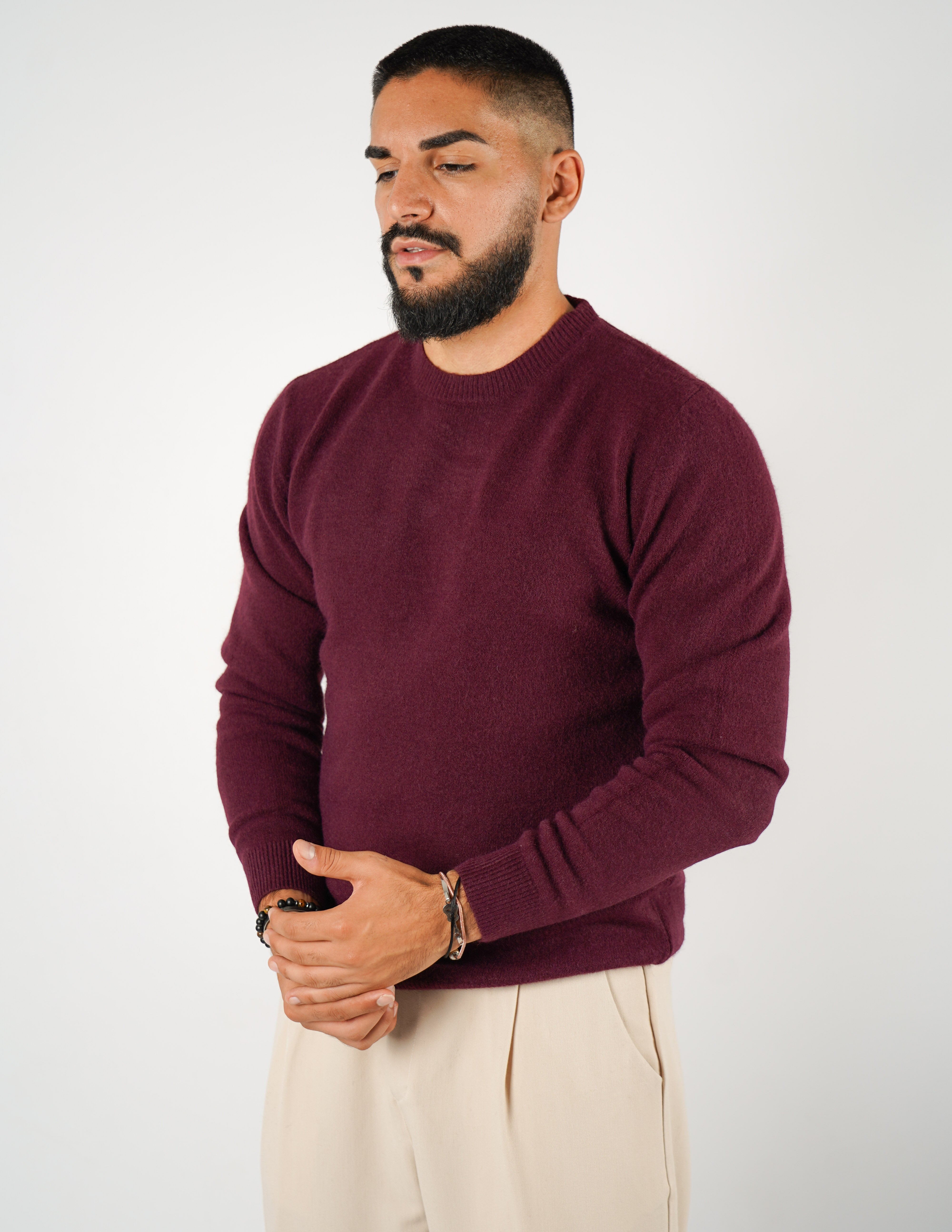 maglione girocollo misto lana