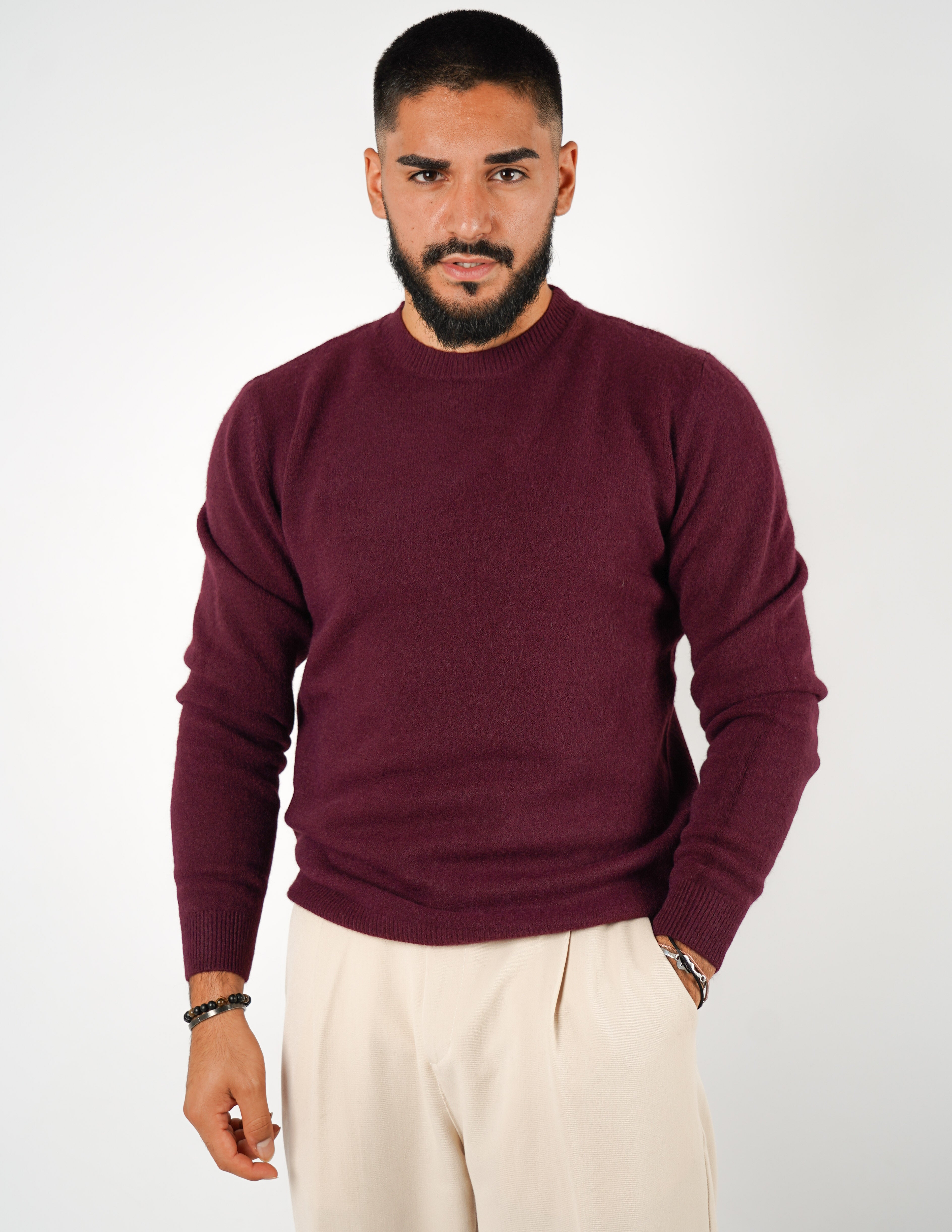 maglione girocollo misto lana