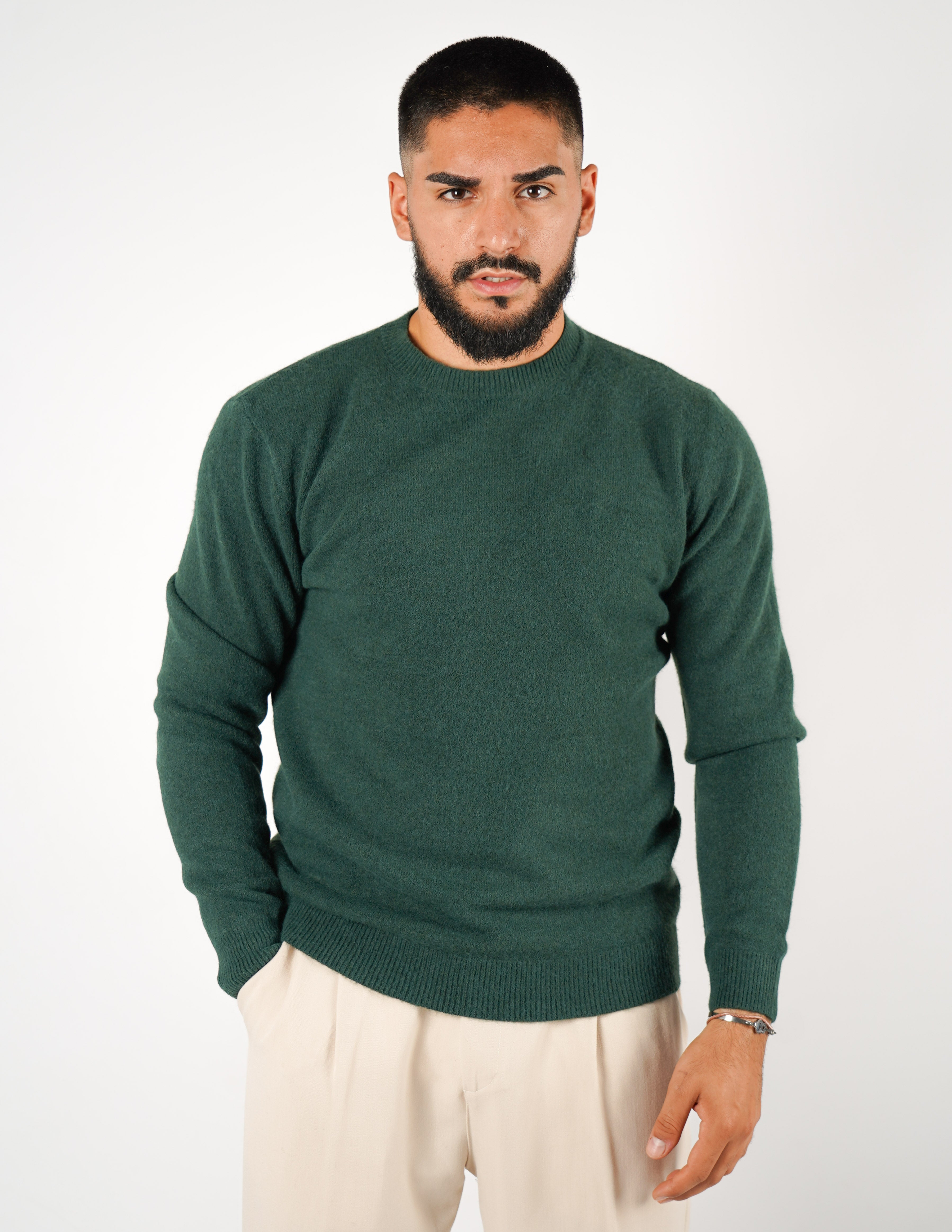 maglione girocollo misto lana