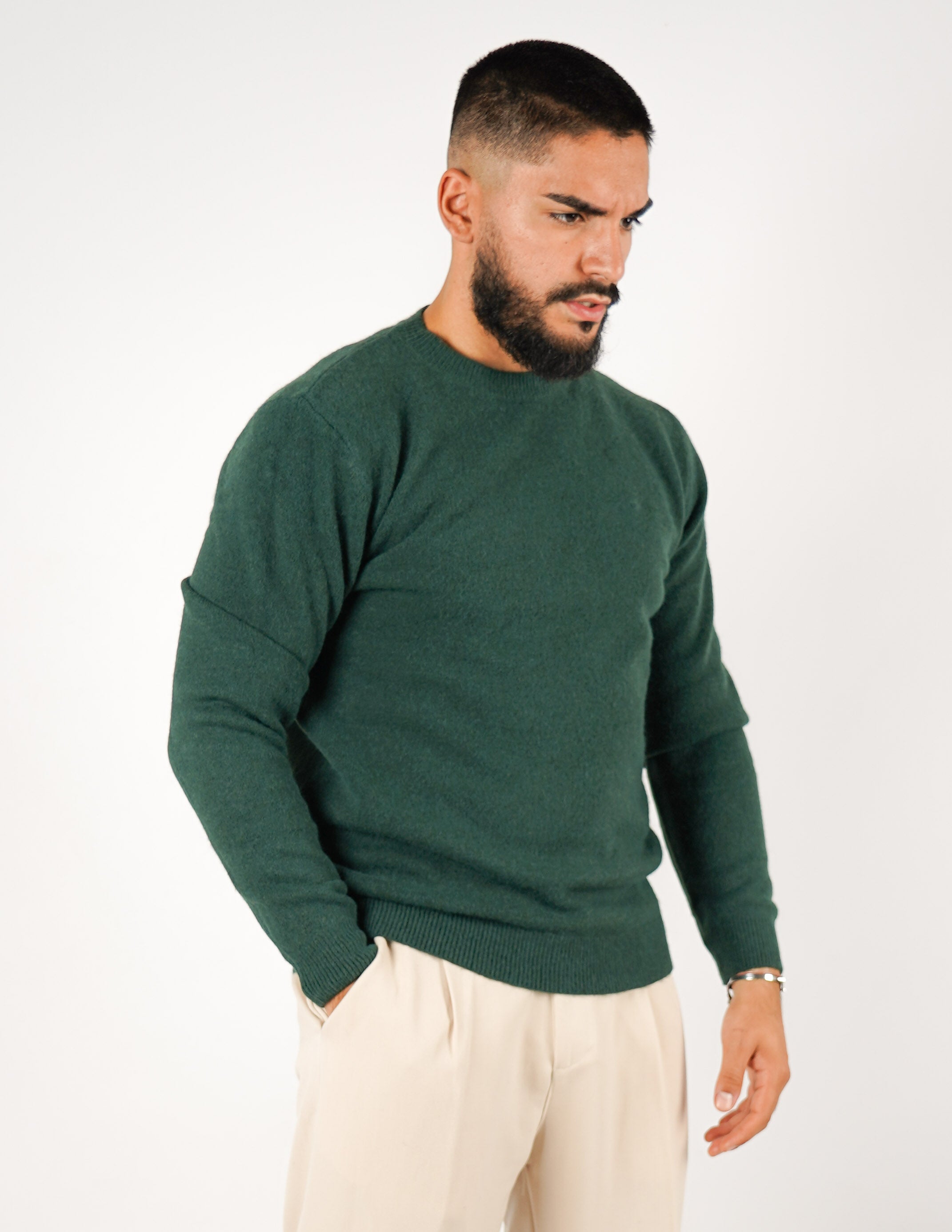 maglione girocollo misto lana