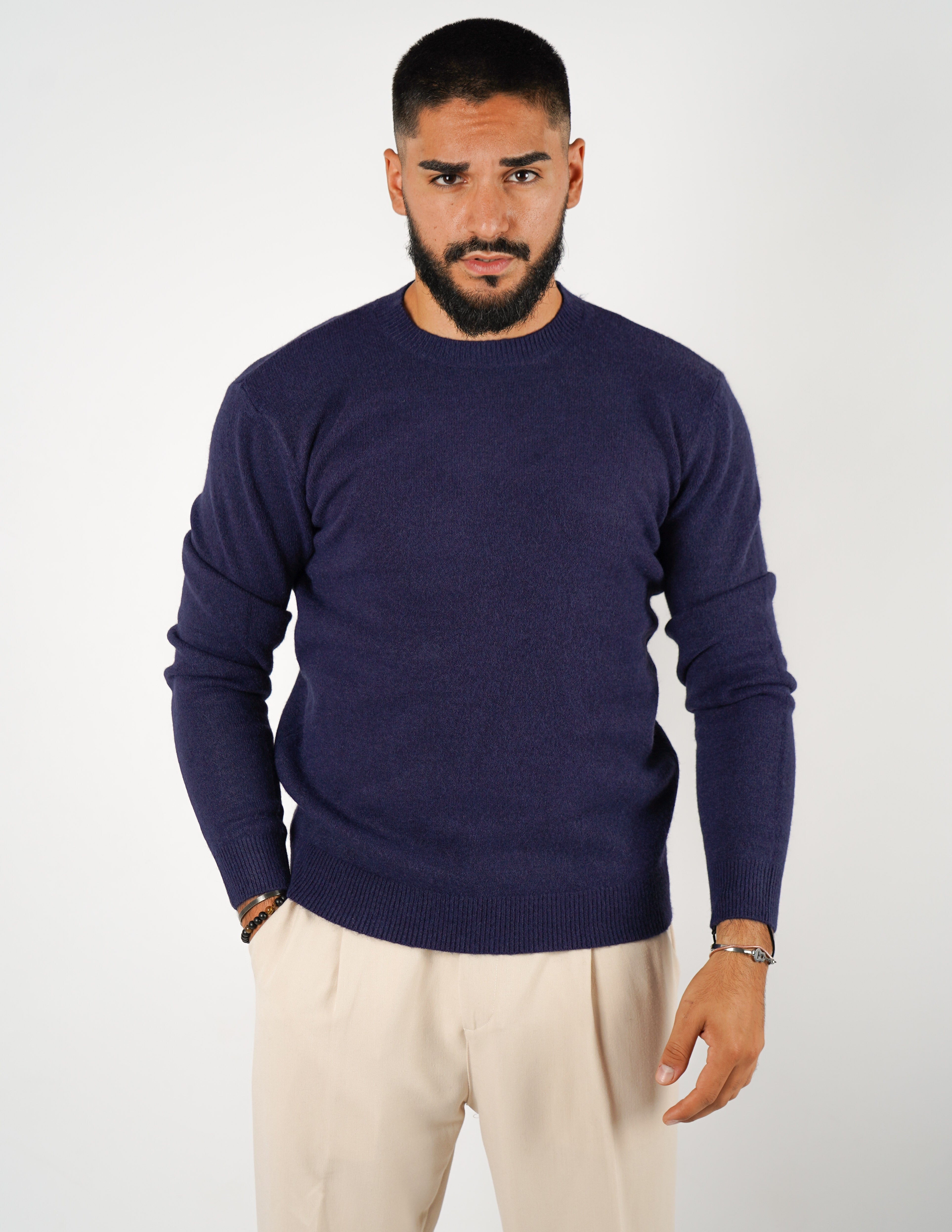 maglione girocollo misto lana