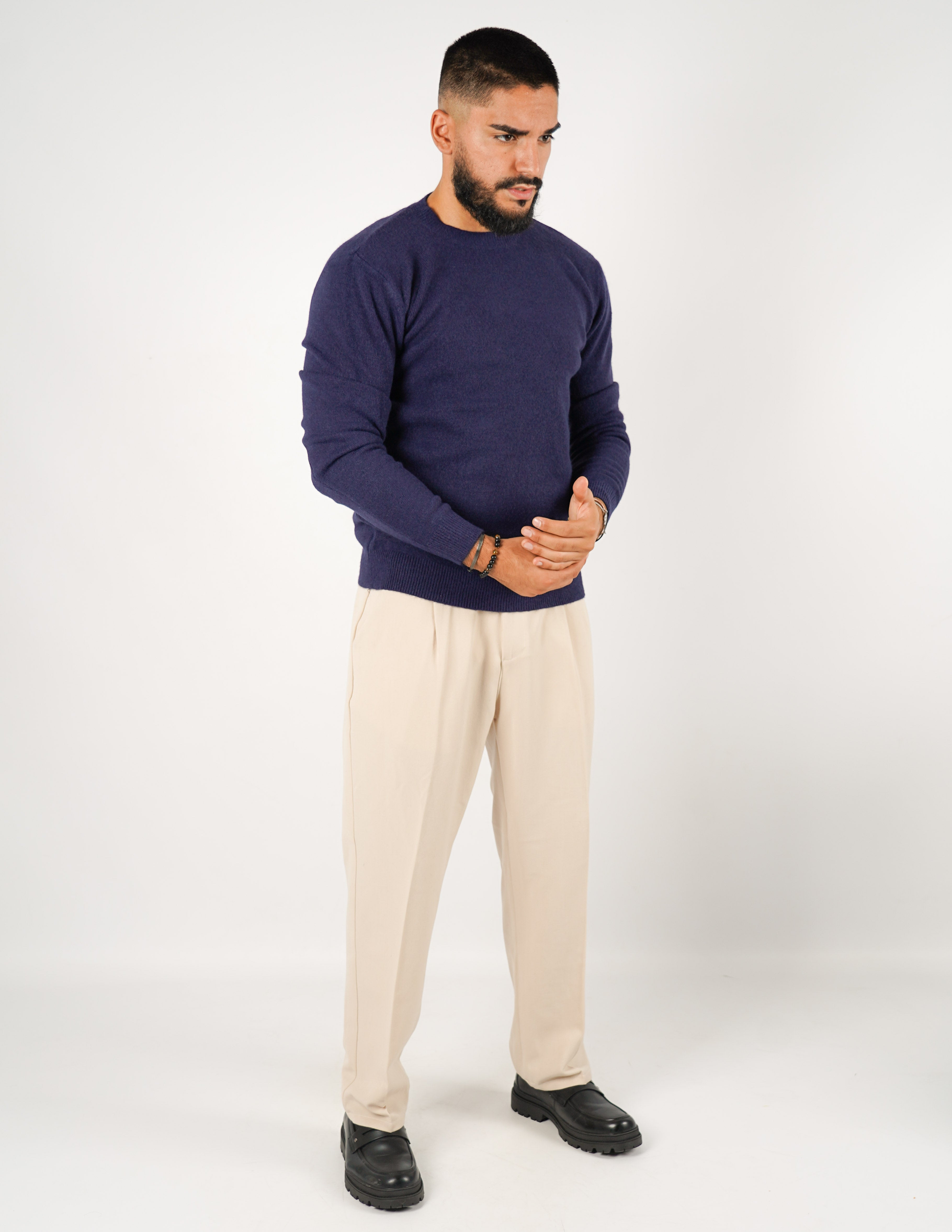 maglione girocollo misto lana