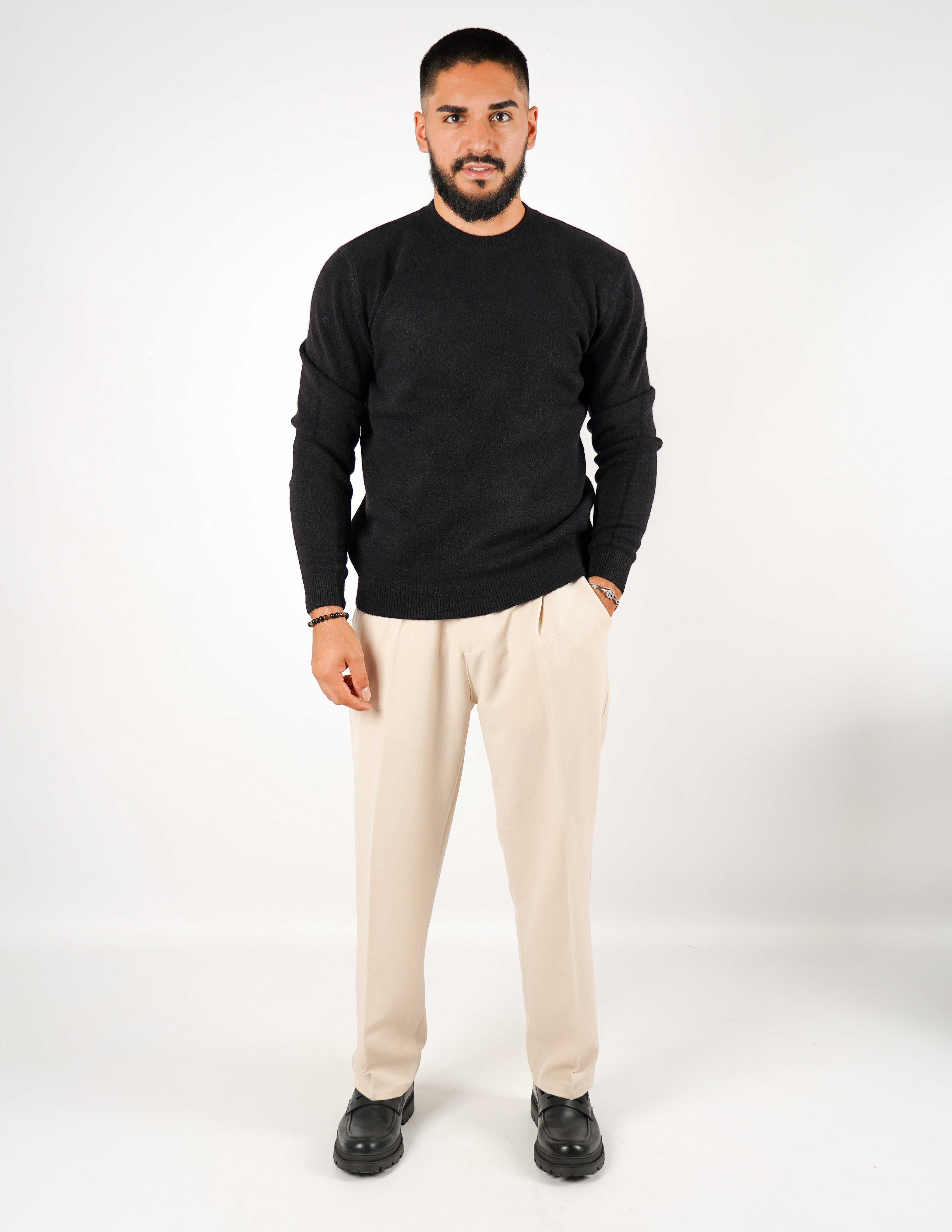 maglione girocollo misto lana