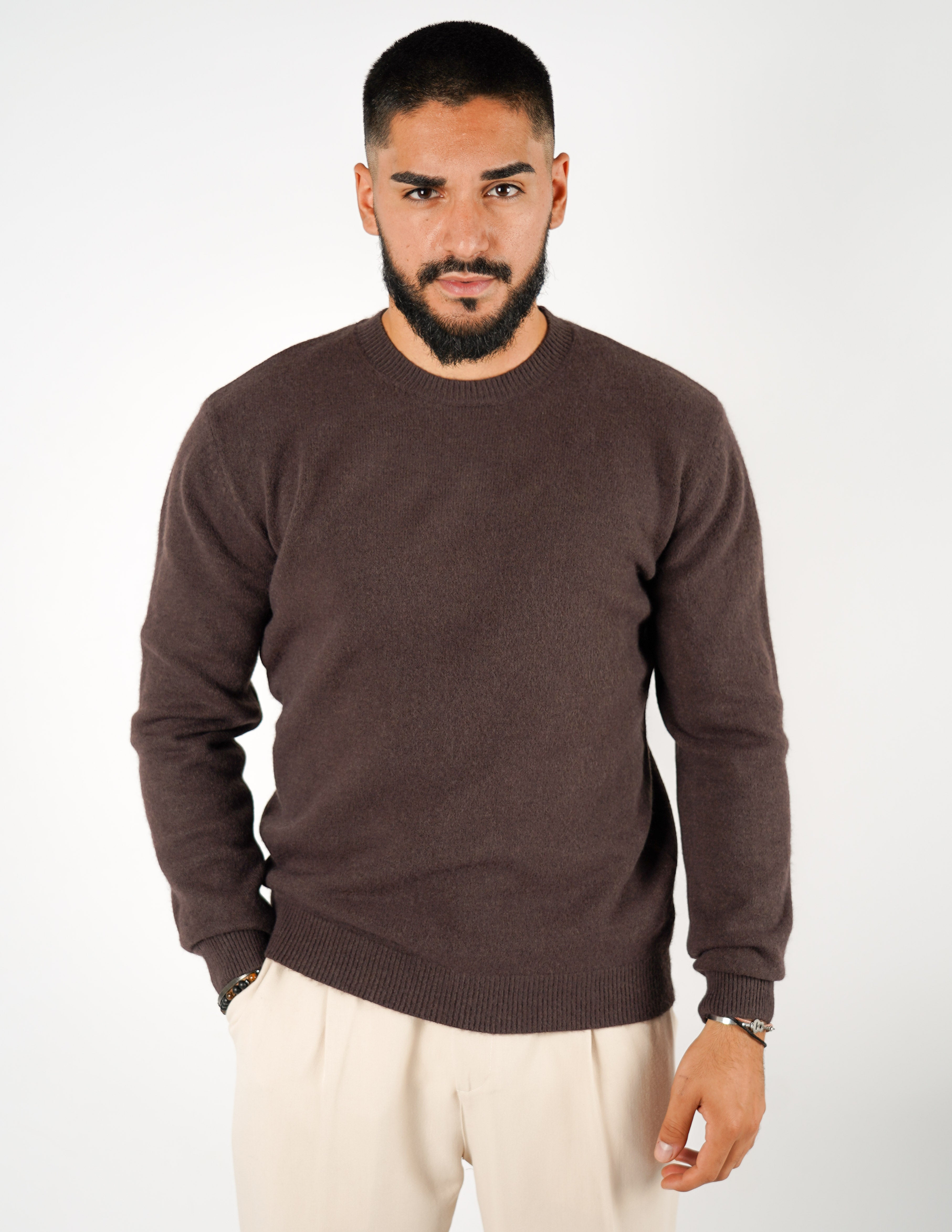 maglione girocollo misto lana