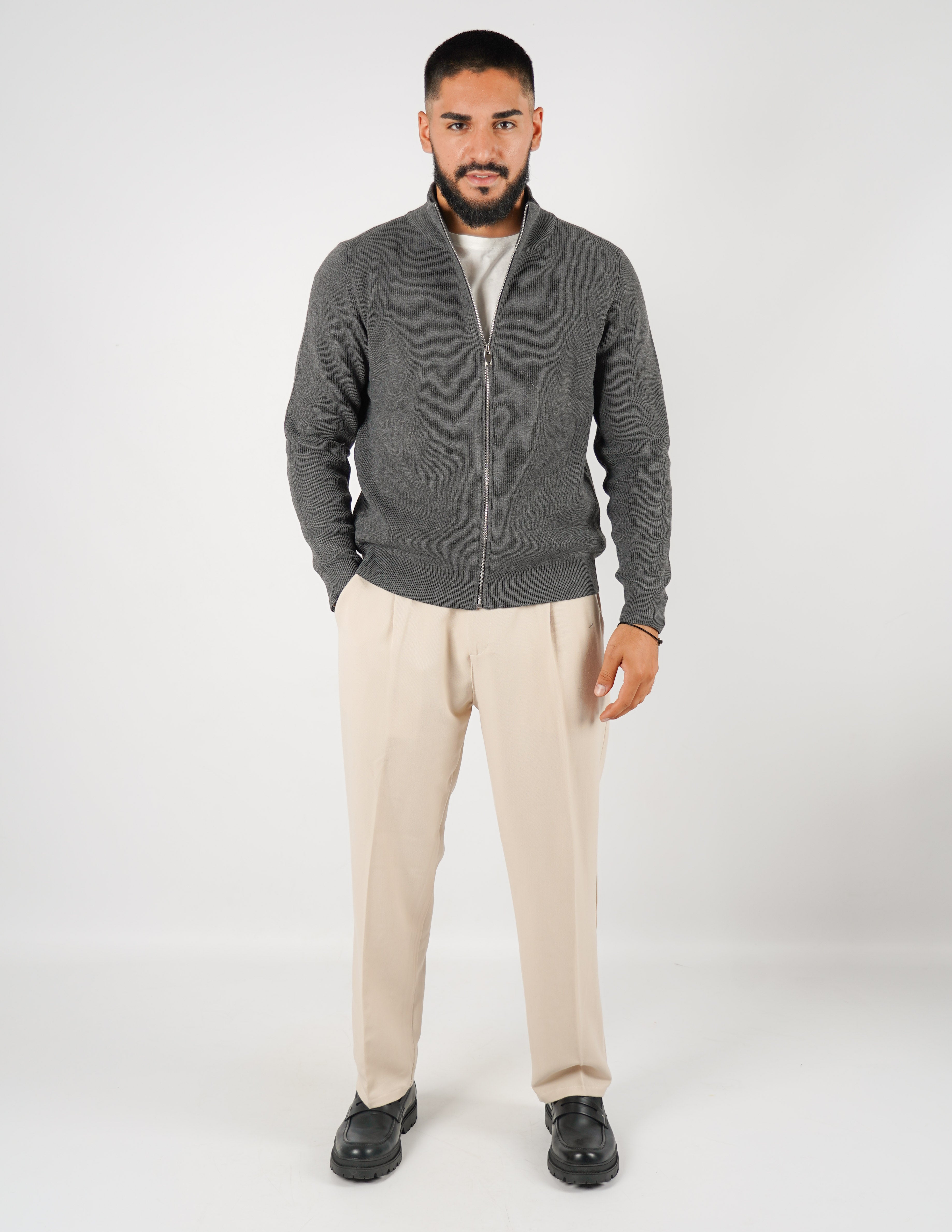 cardigan manica lunga con zip