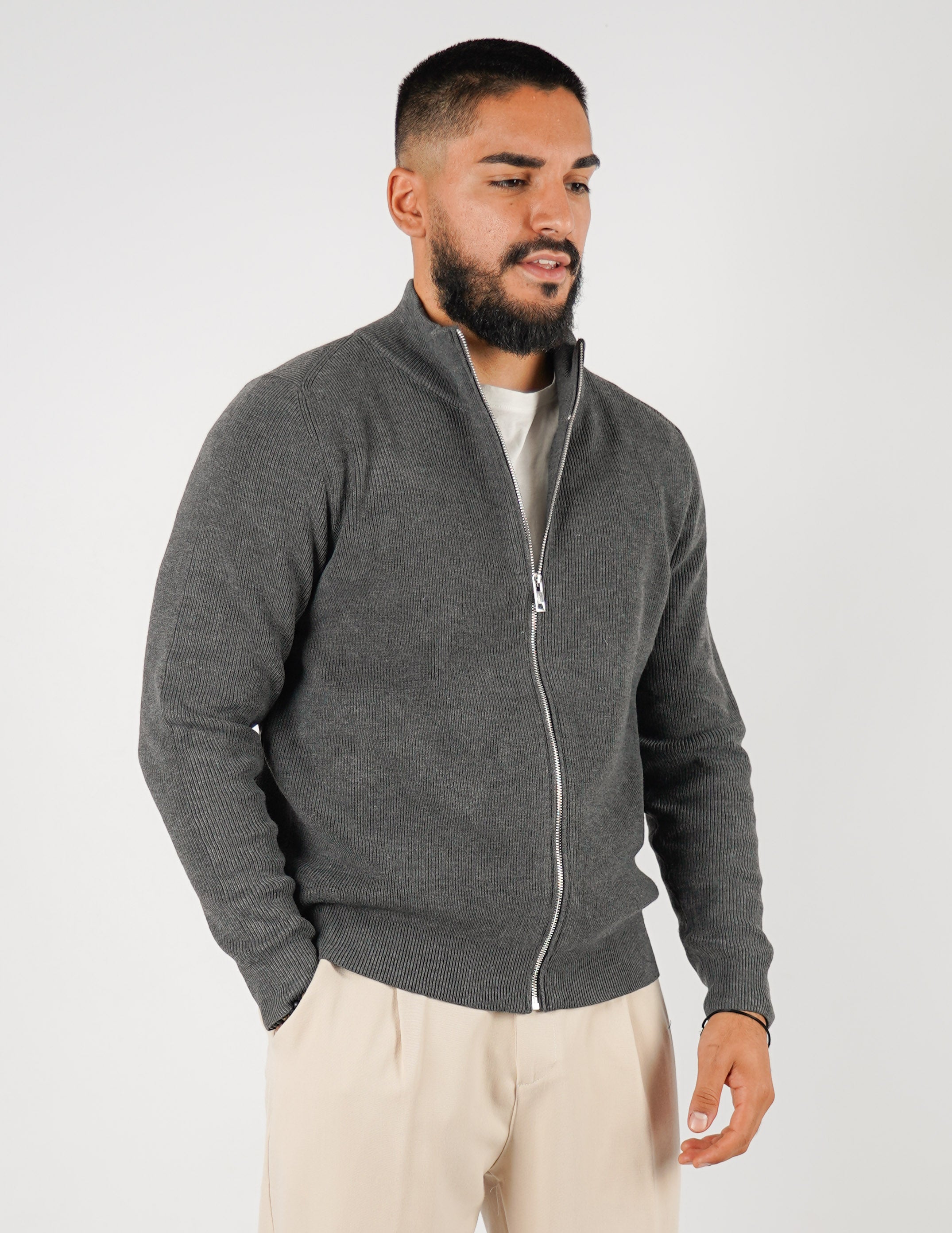 cardigan manica lunga con zip