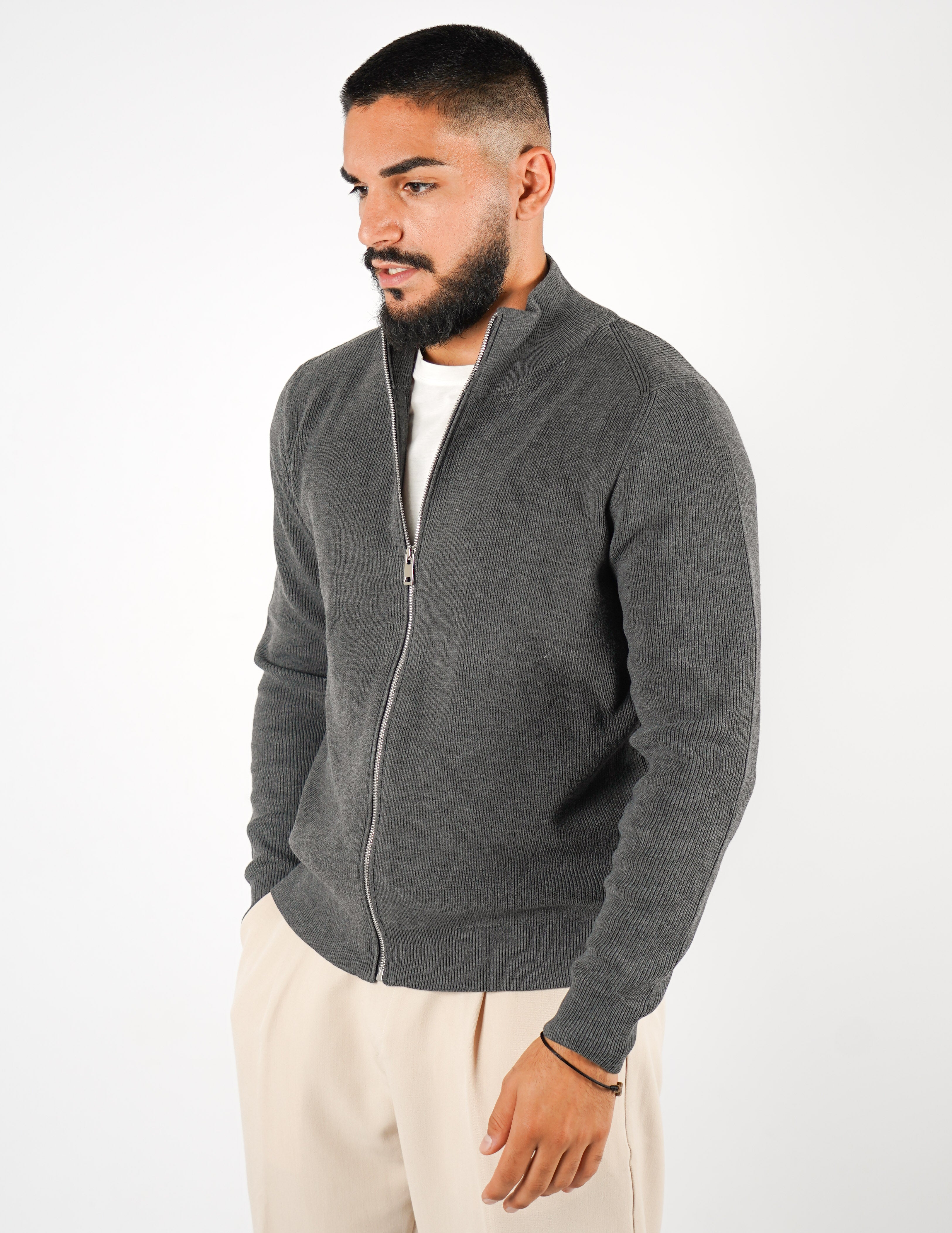 cardigan manica lunga con zip