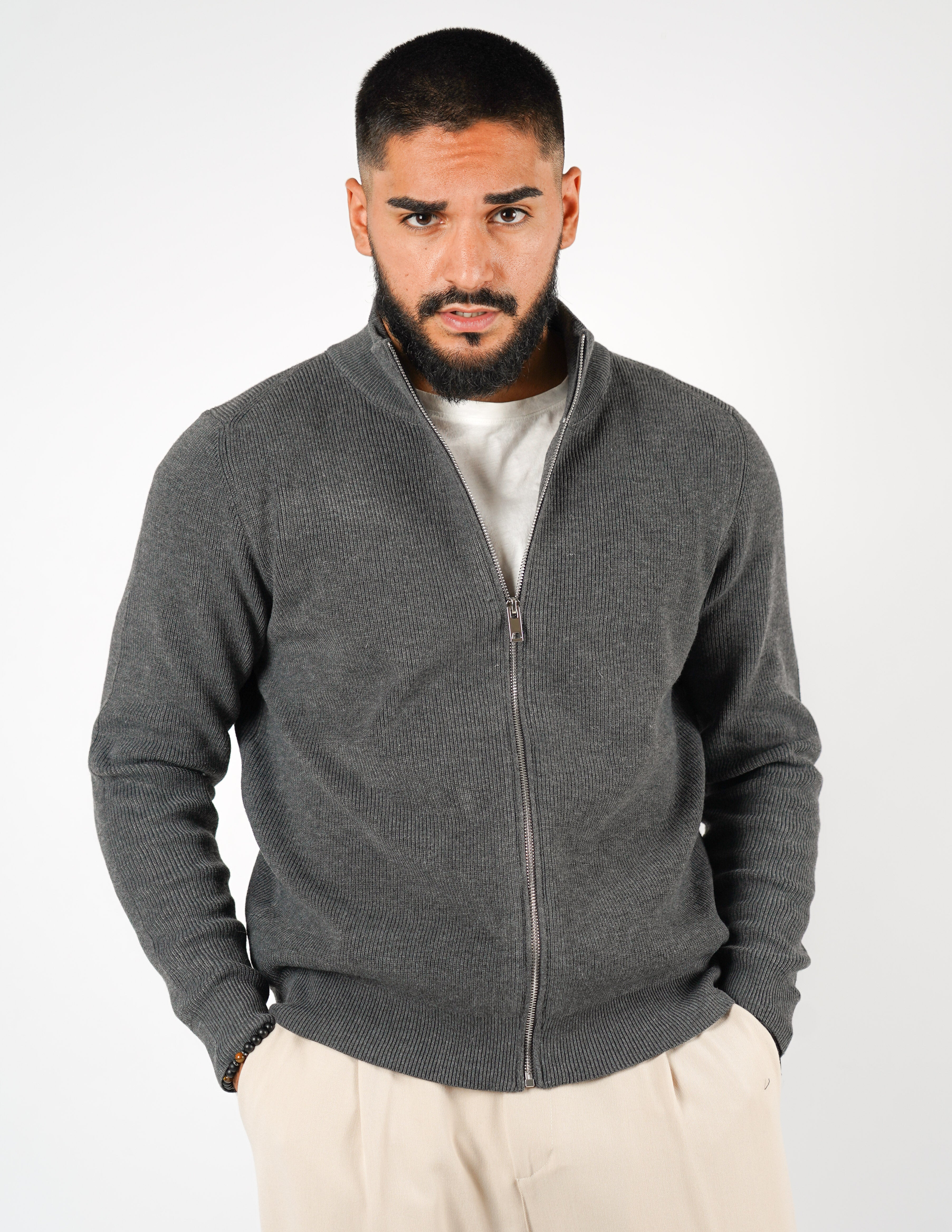 cardigan manica lunga con zip