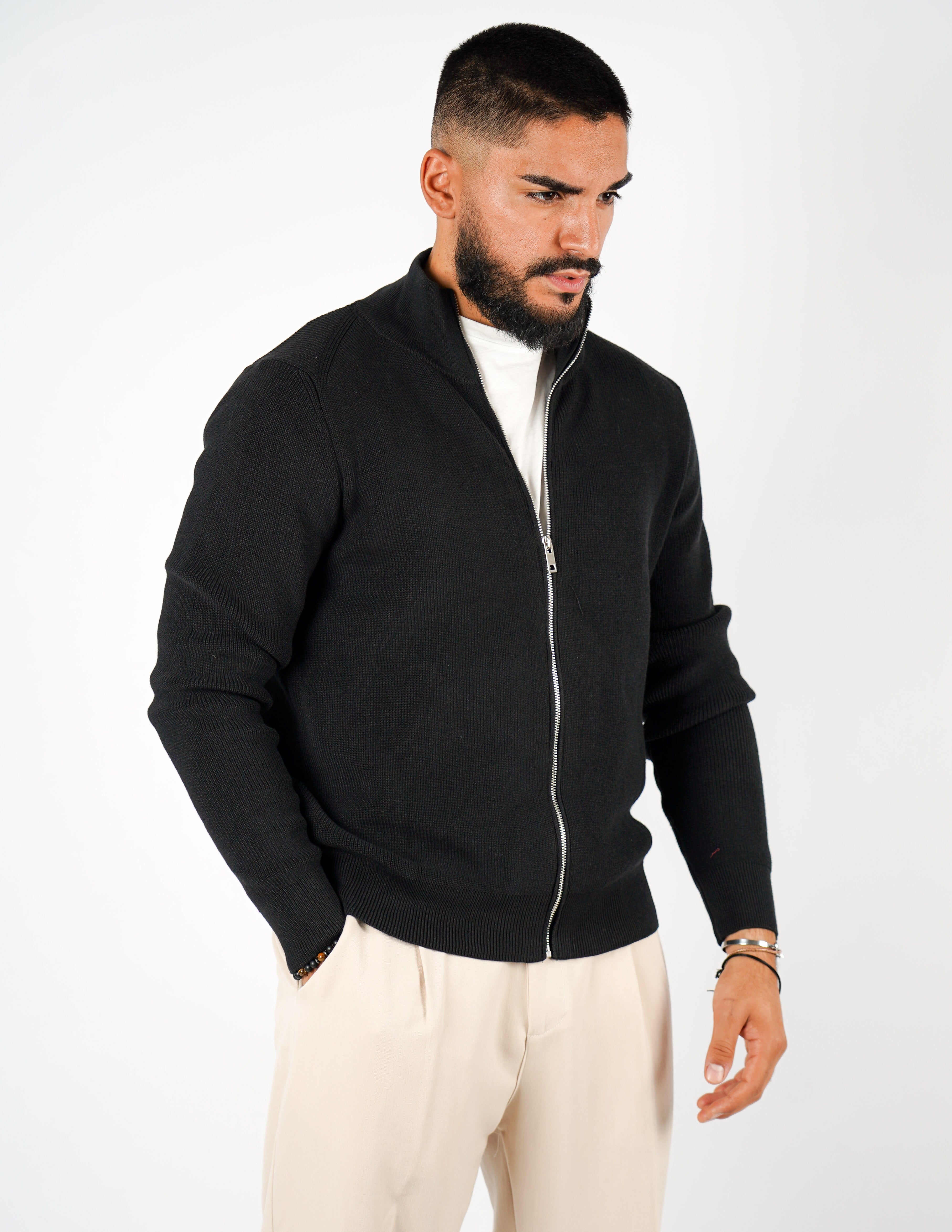 cardigan manica lunga con zip