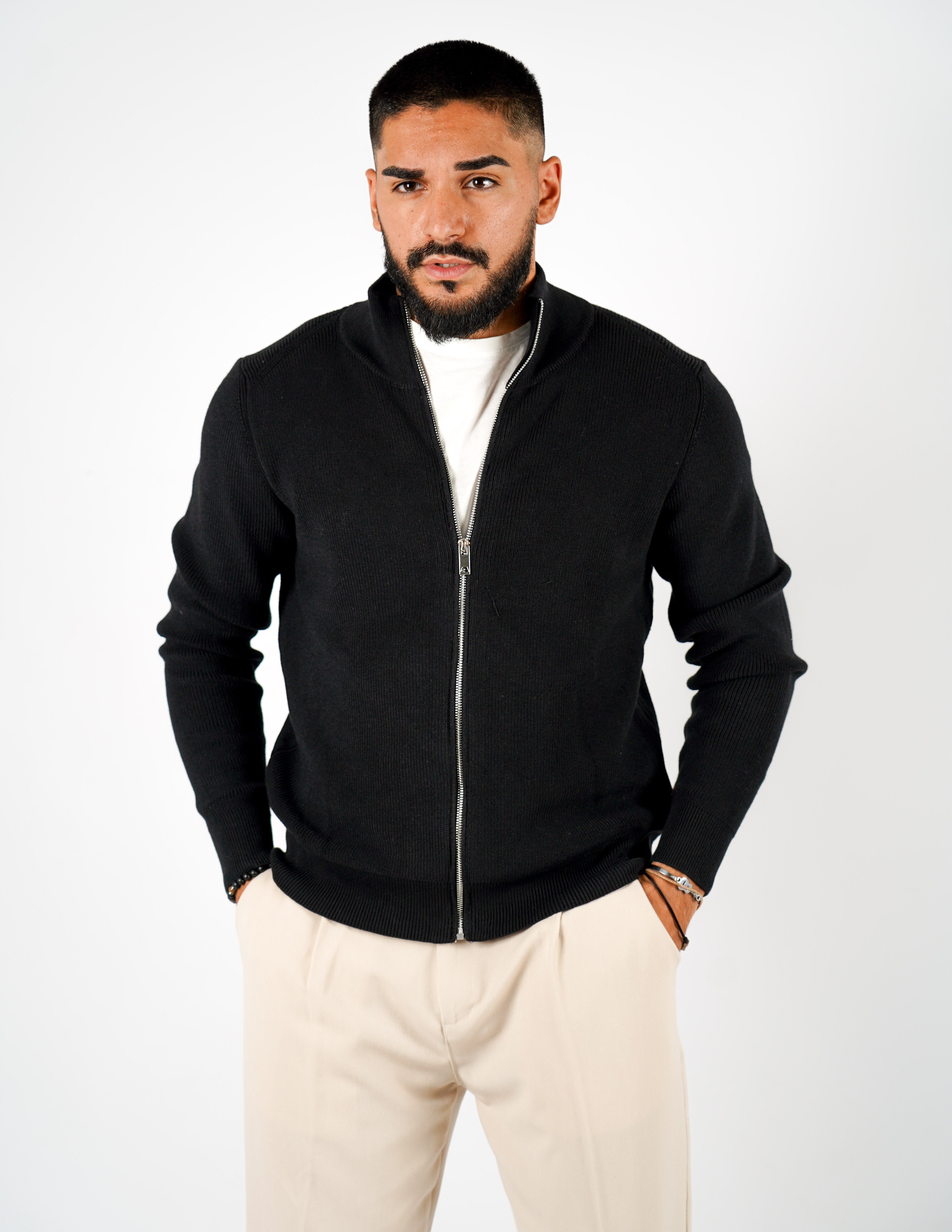 cardigan manica lunga con zip