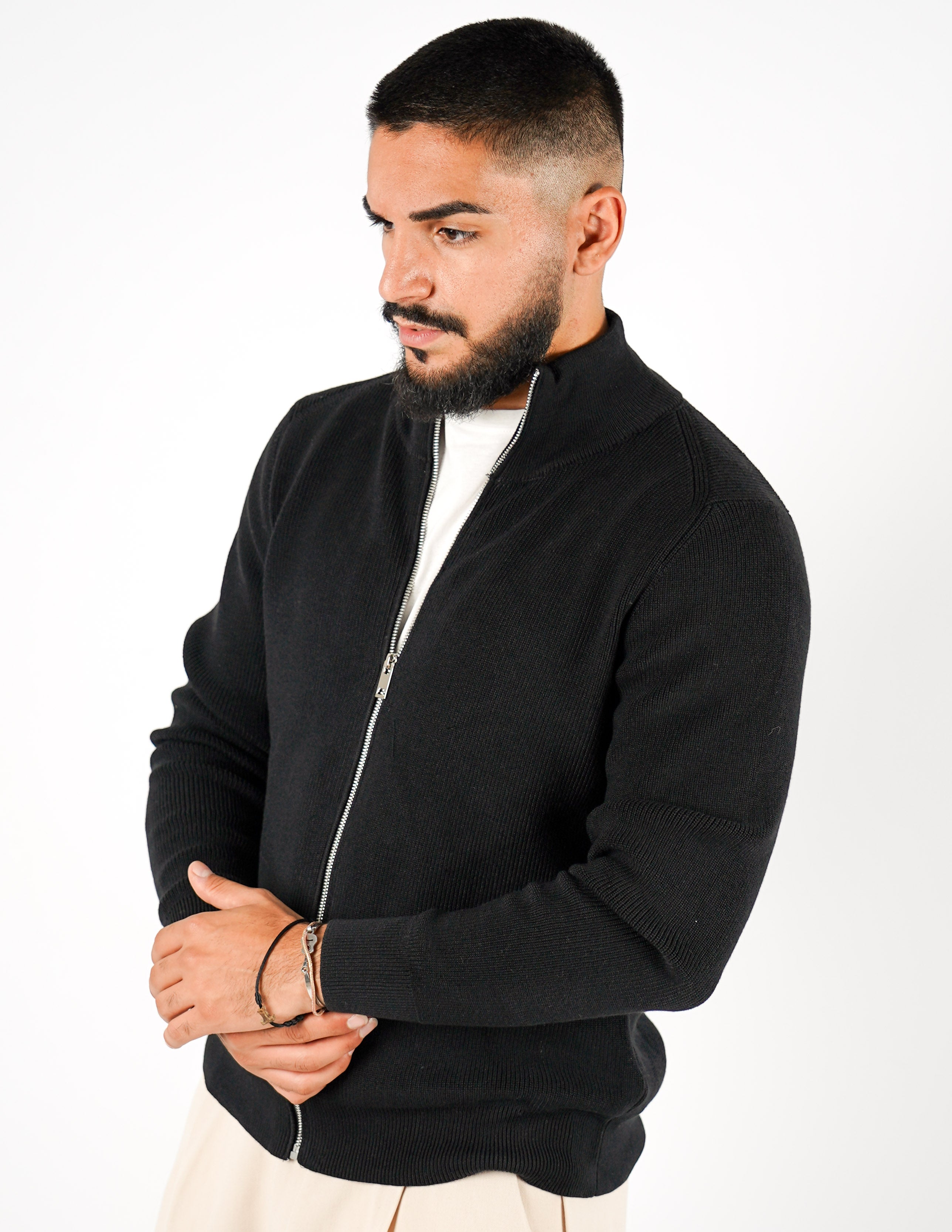 cardigan manica lunga con zip