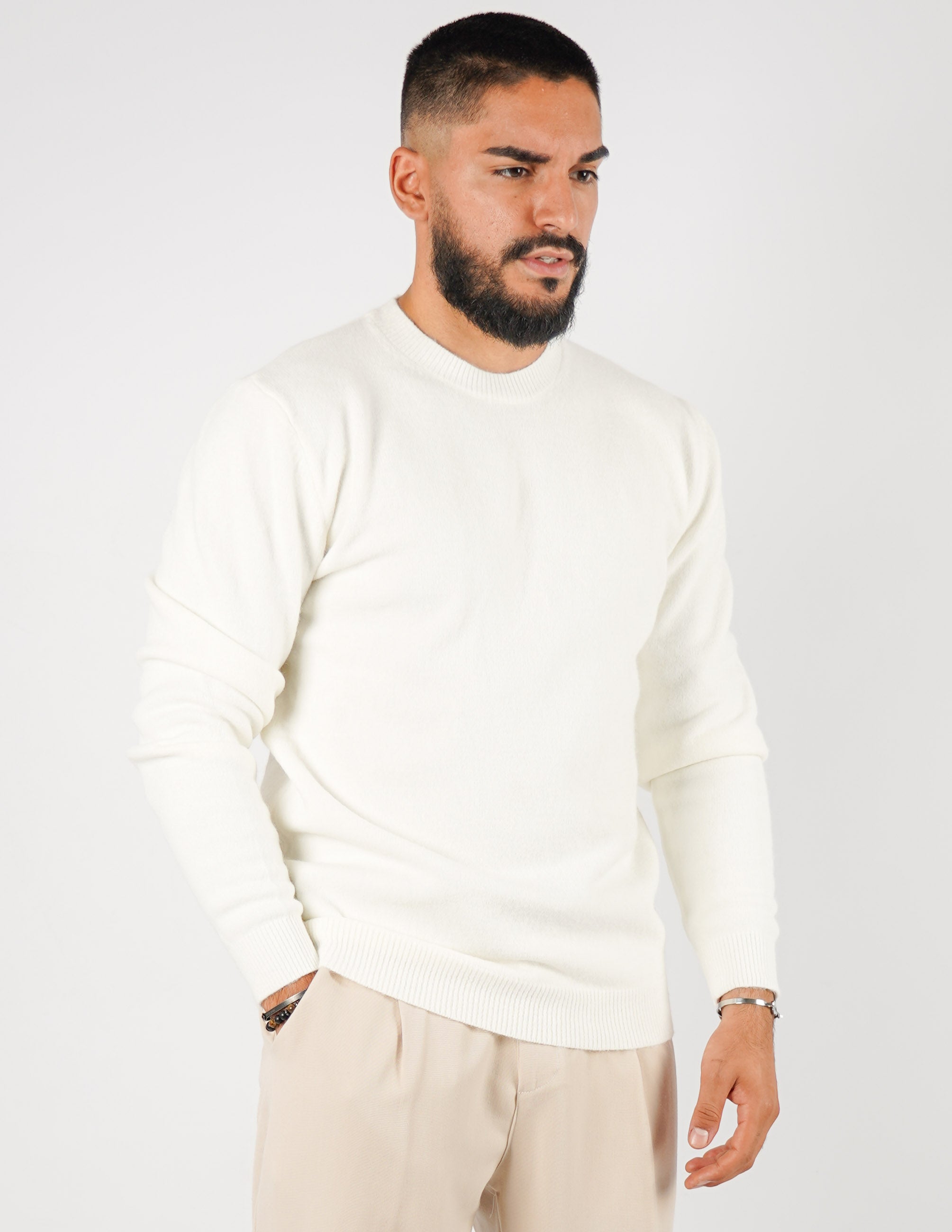 maglione girocollo misto lana
