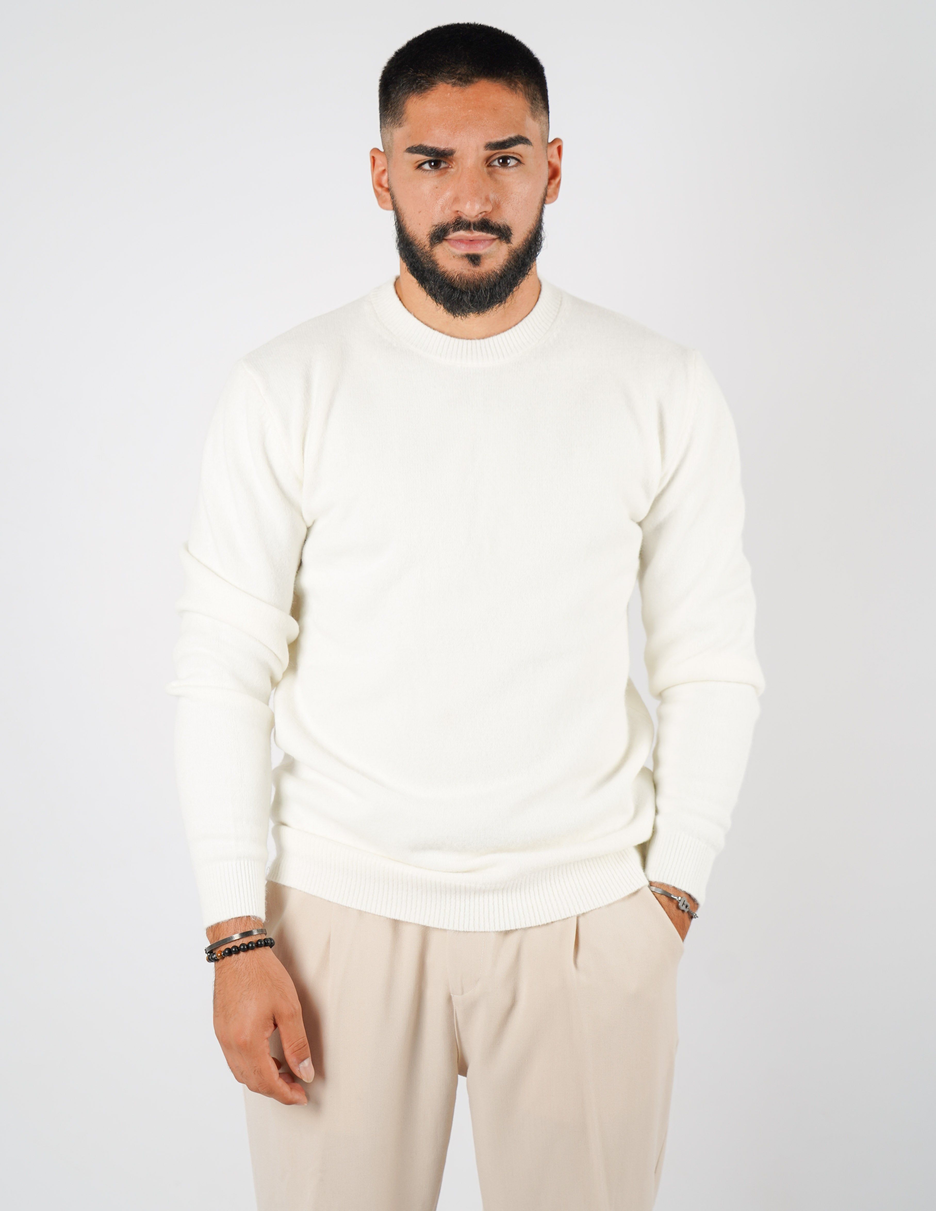 maglione girocollo misto lana