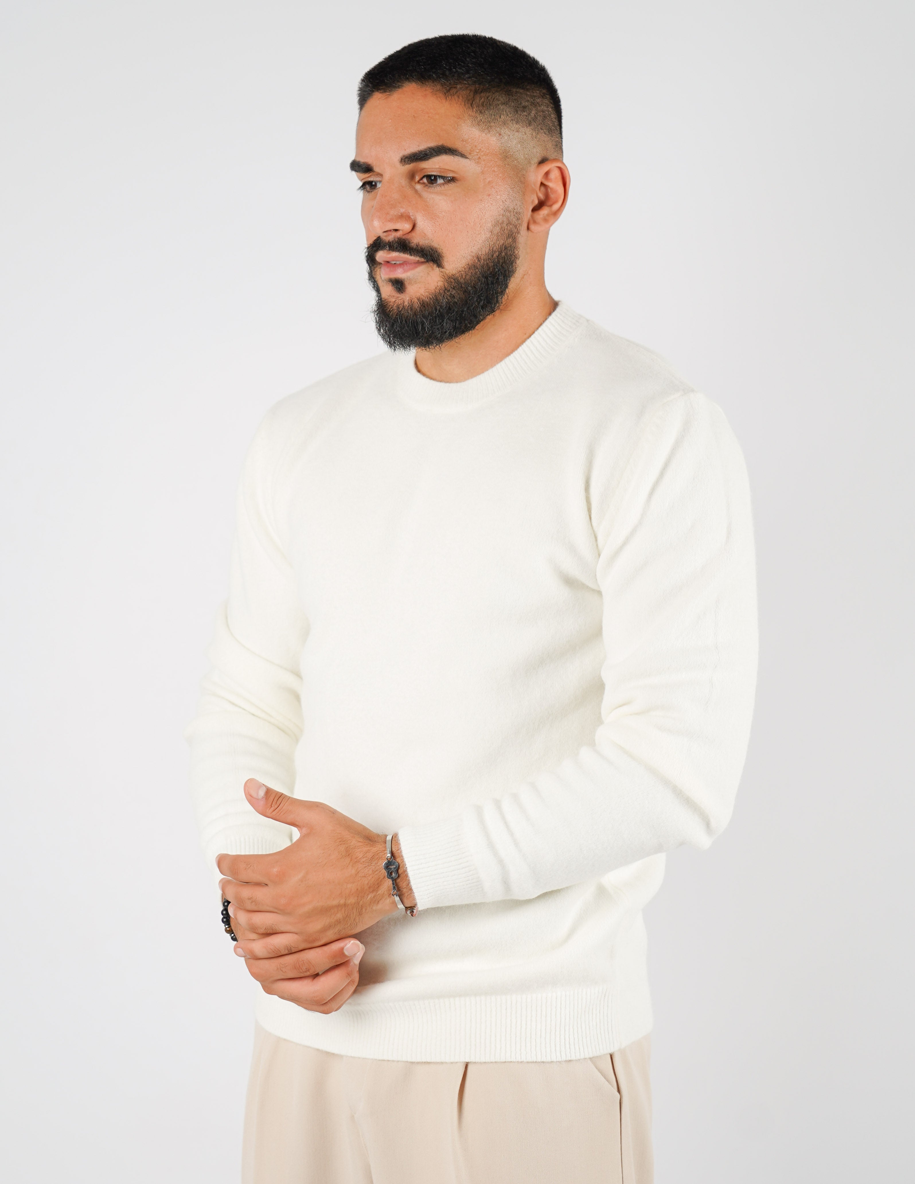 maglione girocollo misto lana
