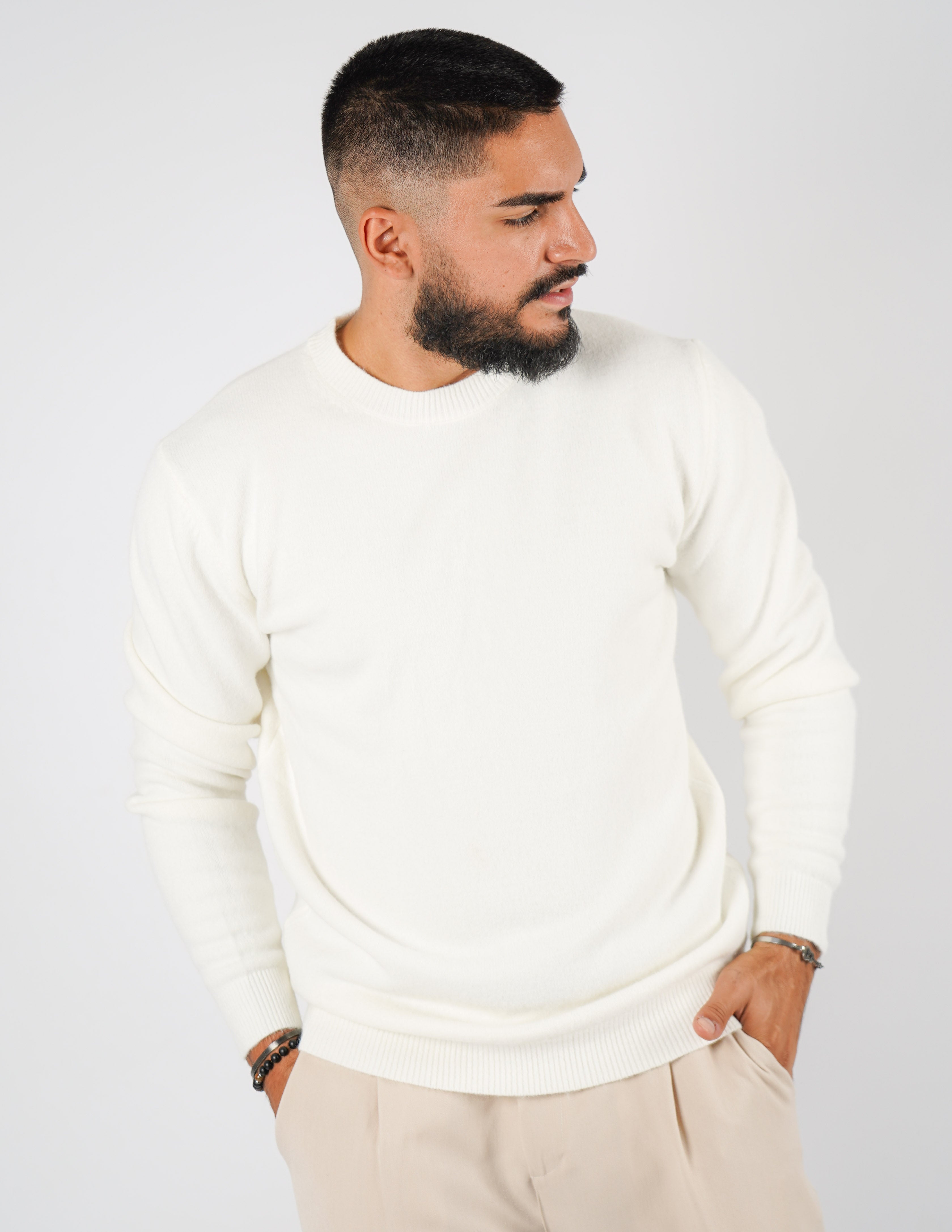 maglione girocollo misto lana
