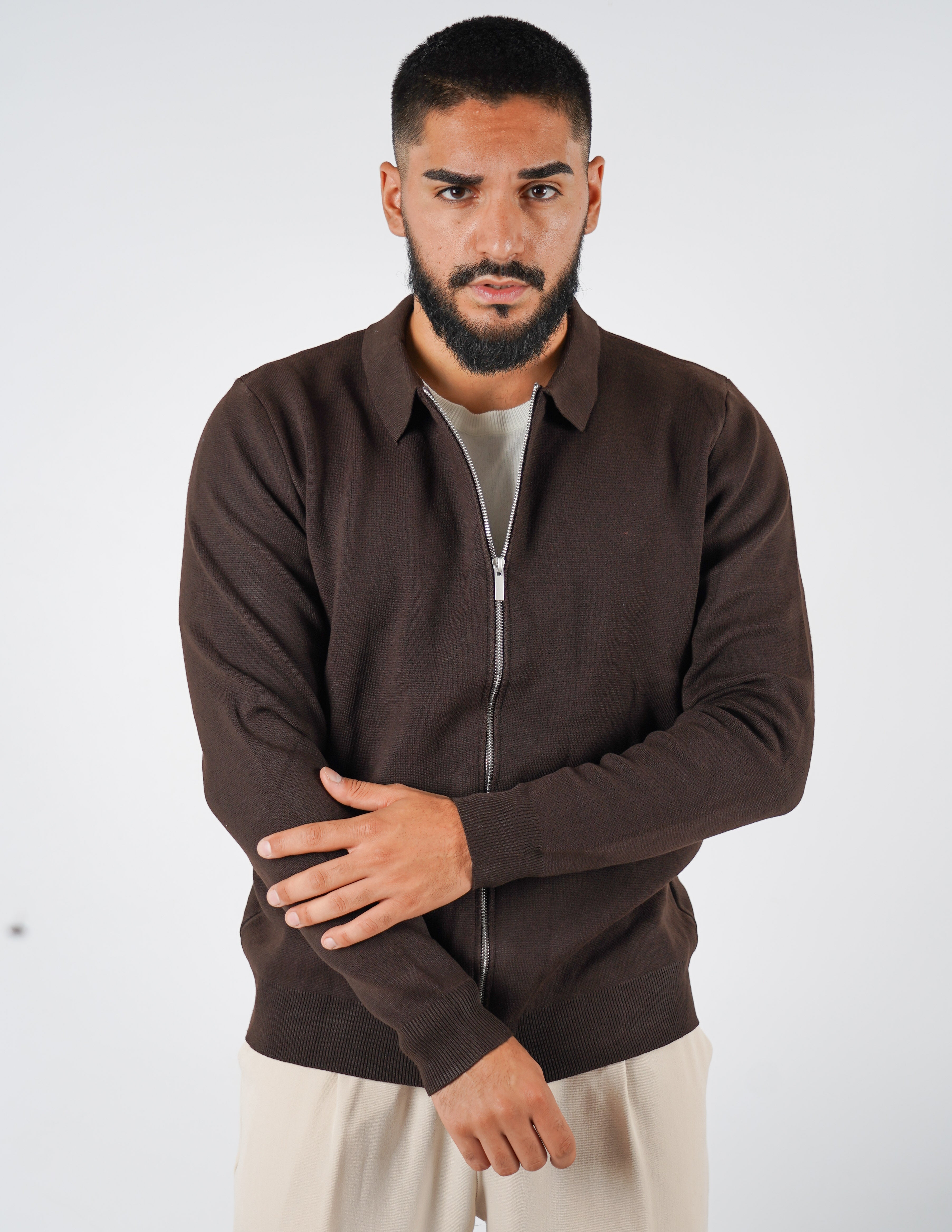 Cardigan con collo manica lunga