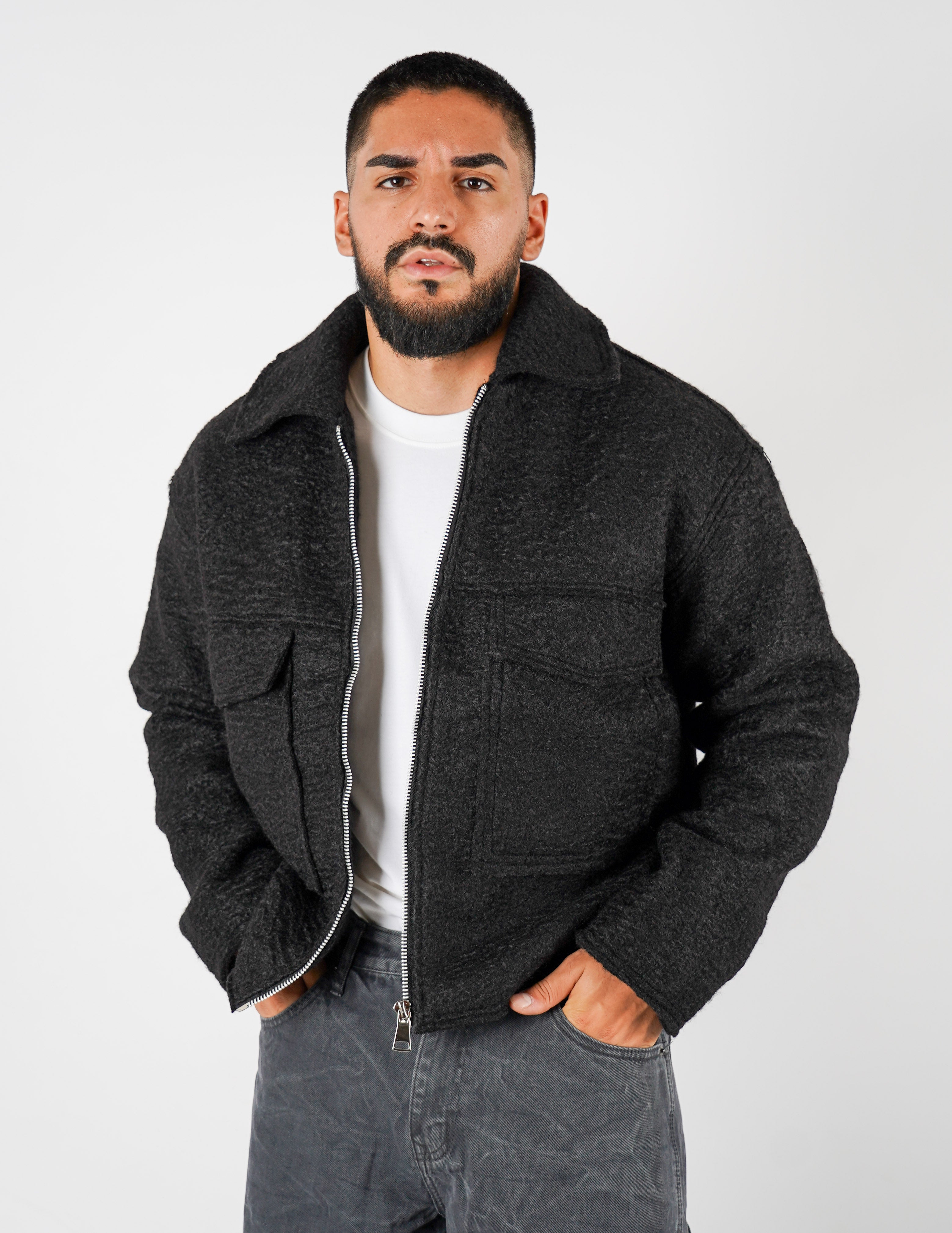 Cappotto effetto lana con tasche