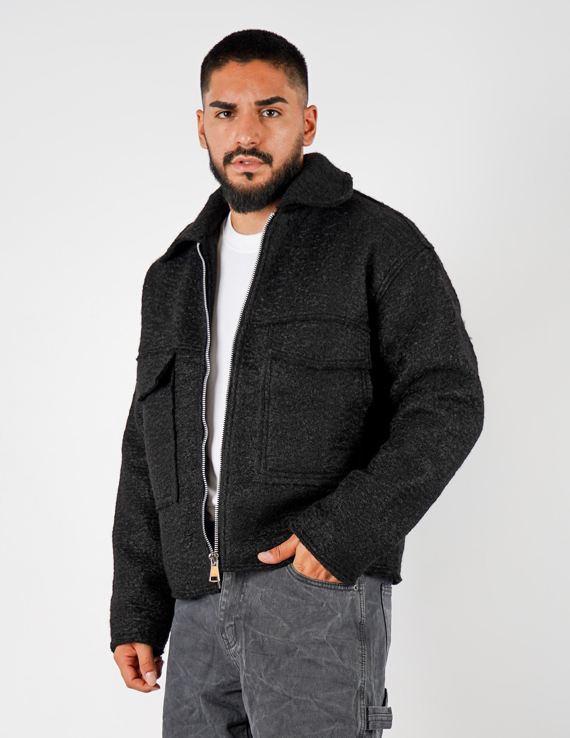 Cappotto effetto lana con tasche