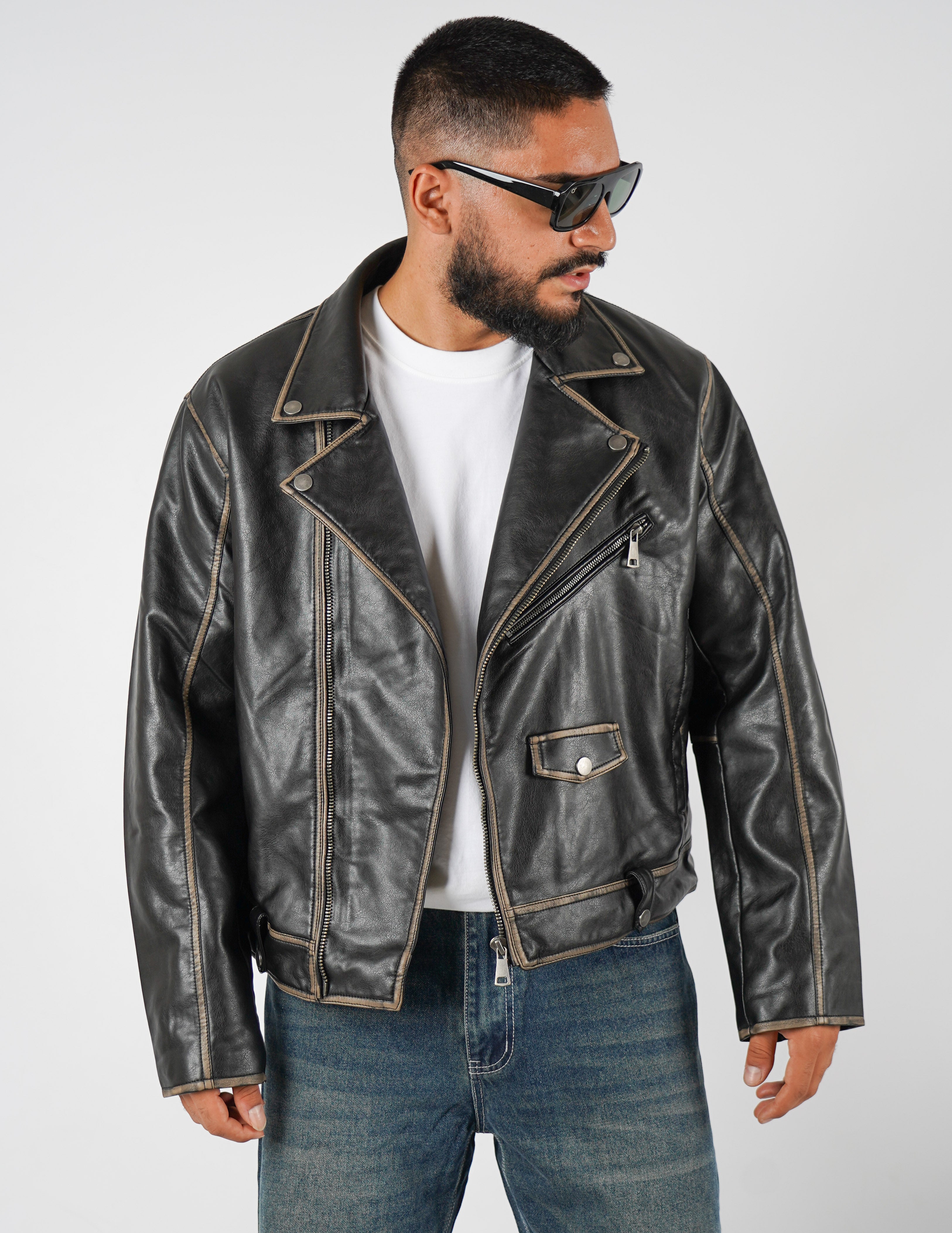 Chiodo crop fit effetto slavato