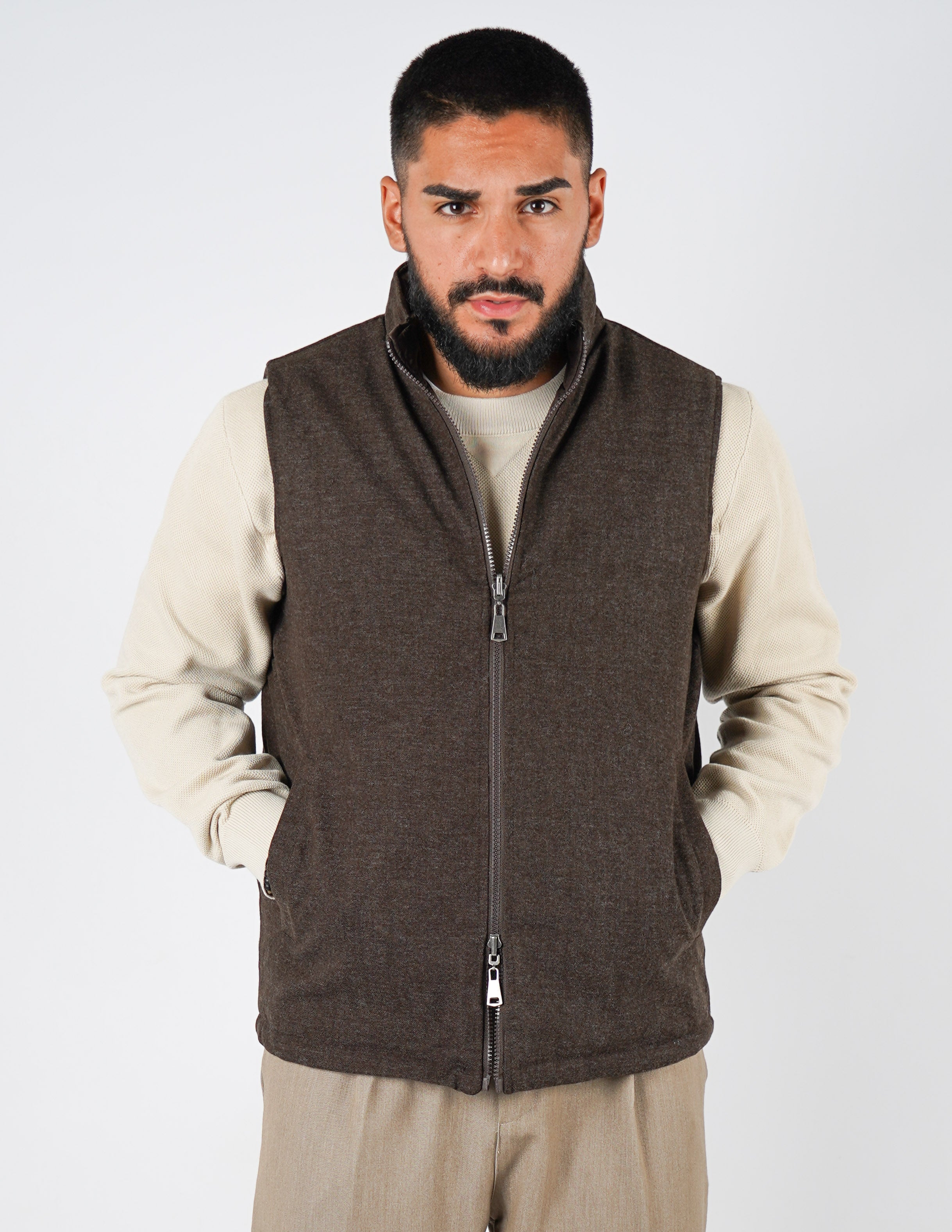 Gilet smanicato effetto lana reversibile