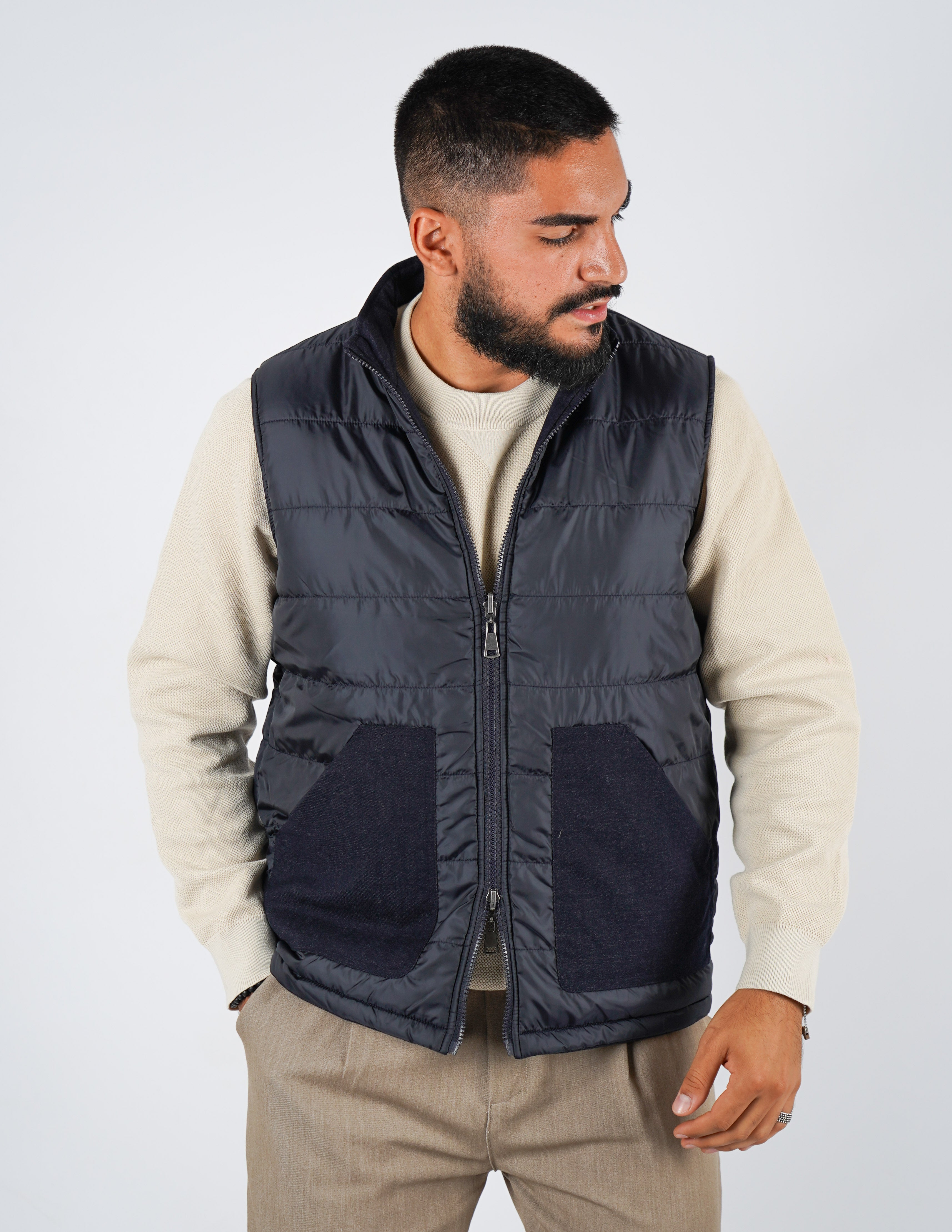Gilet smanicato effetto lana reversibile