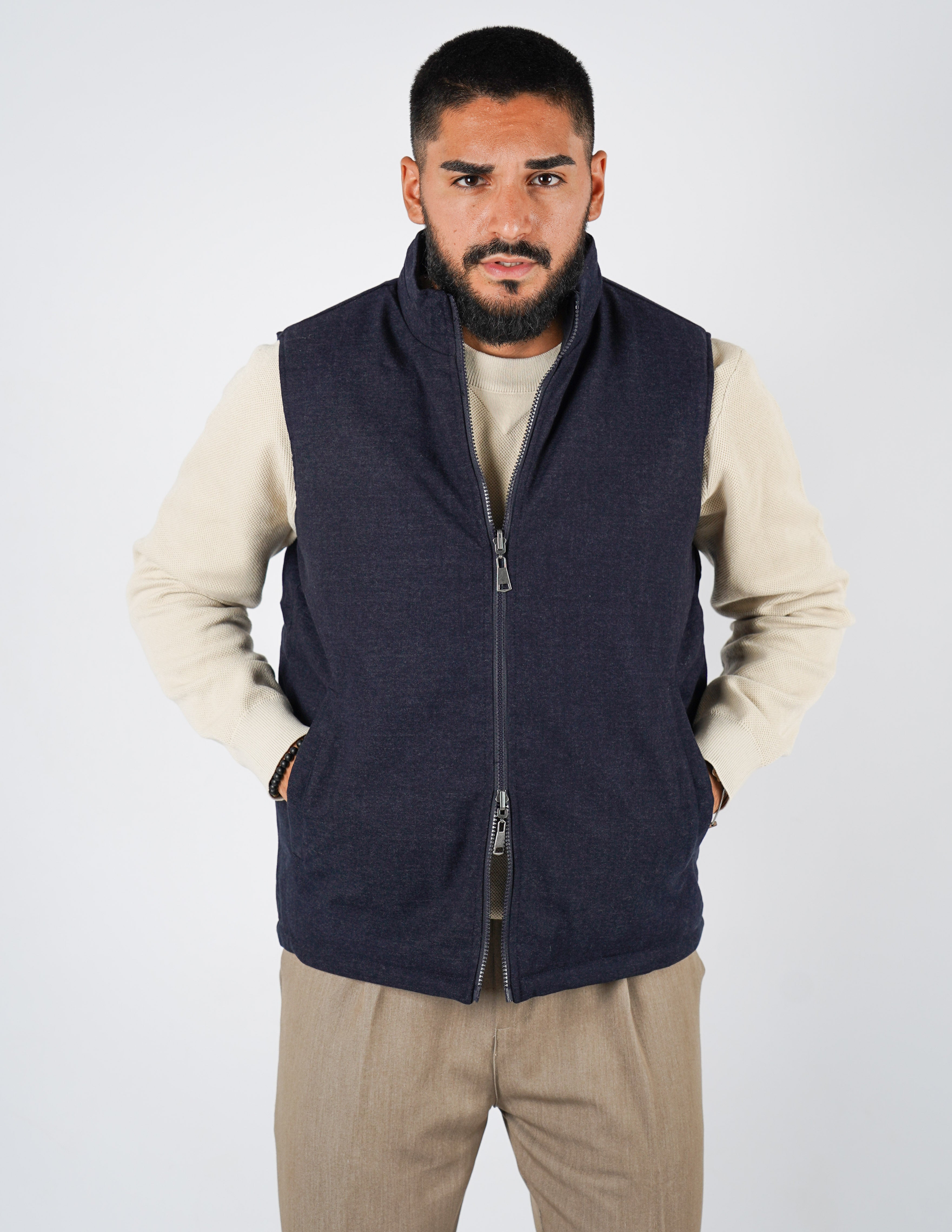 Gilet smanicato effetto lana reversibile
