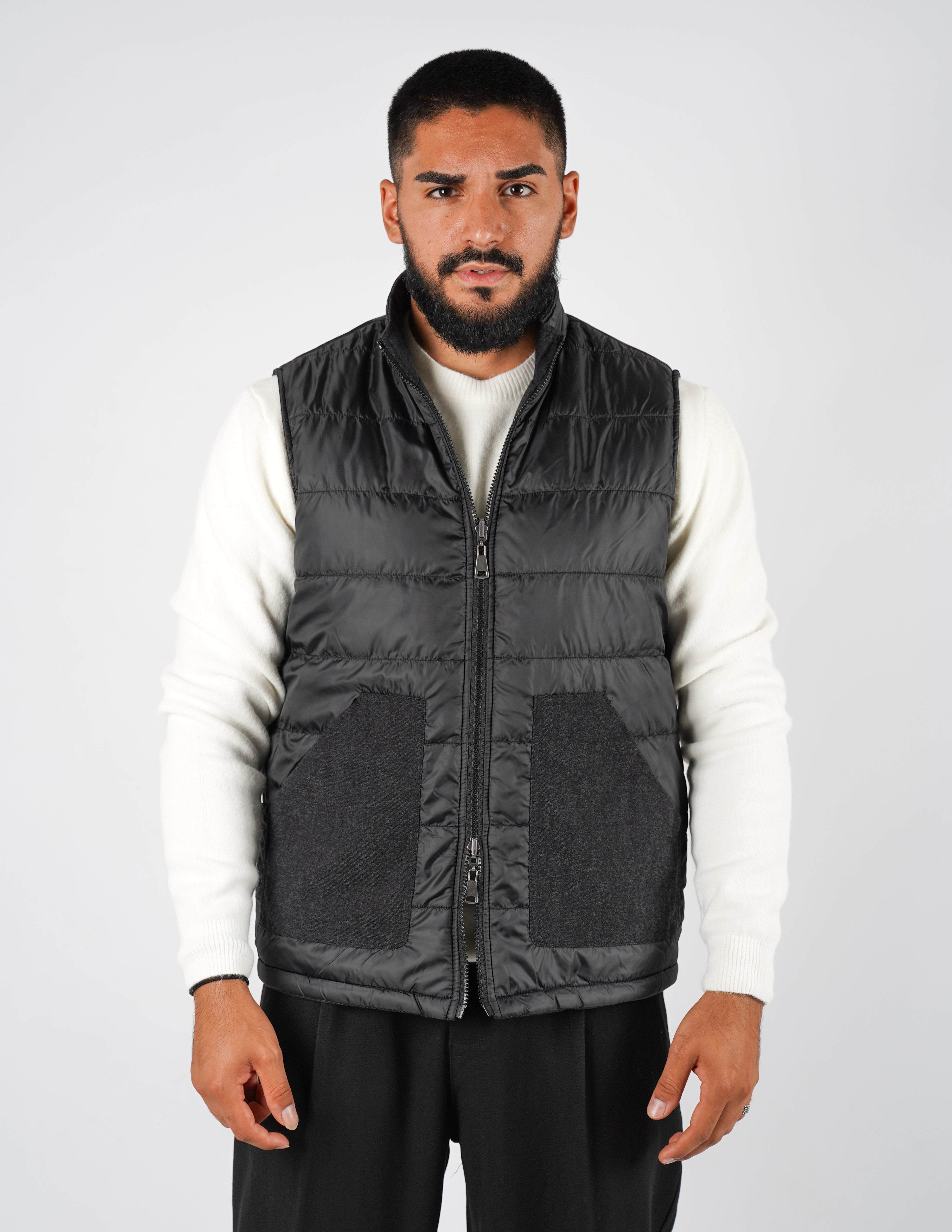 Gilet smanicato effetto lana reversibile