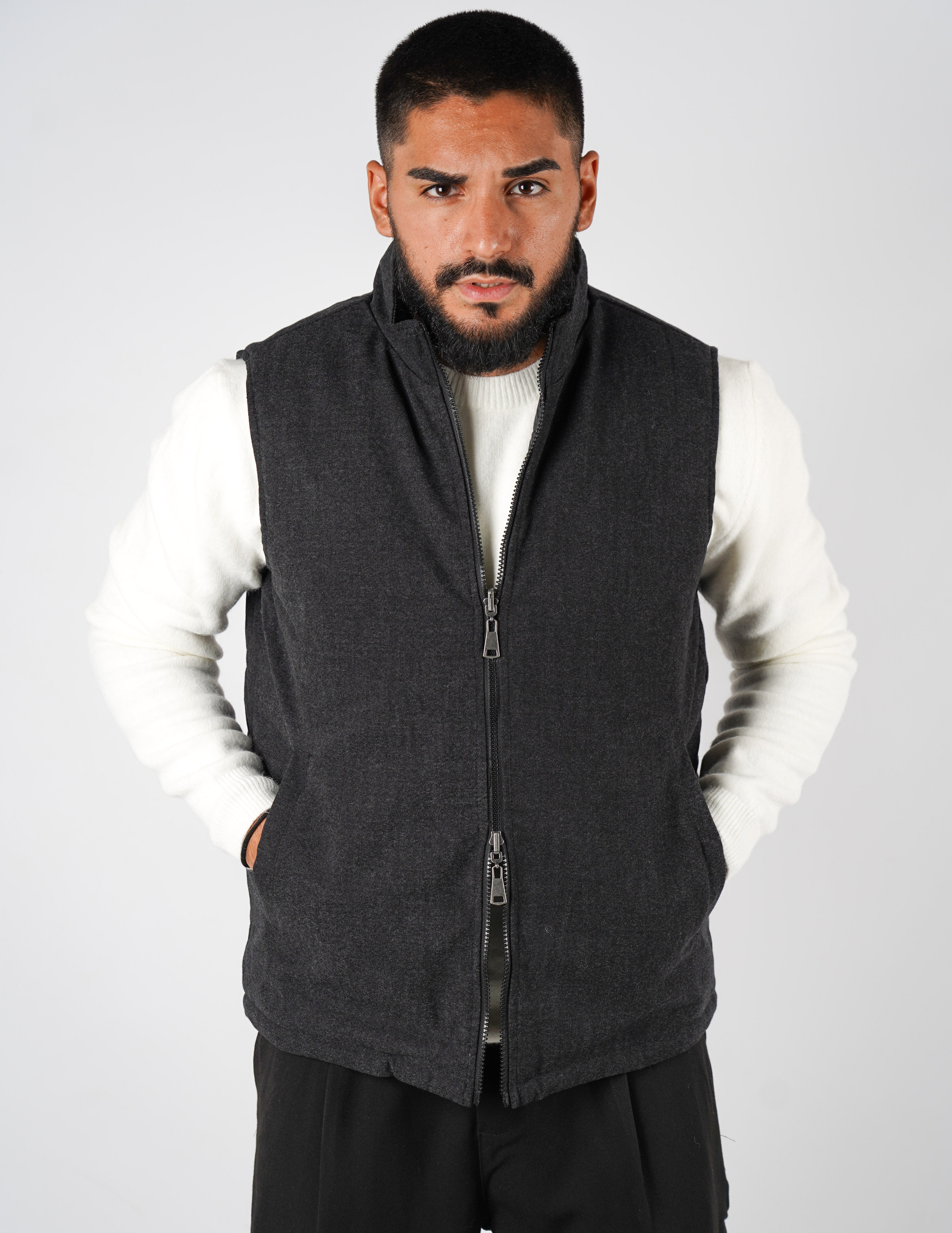 Gilet smanicato effetto lana reversibile