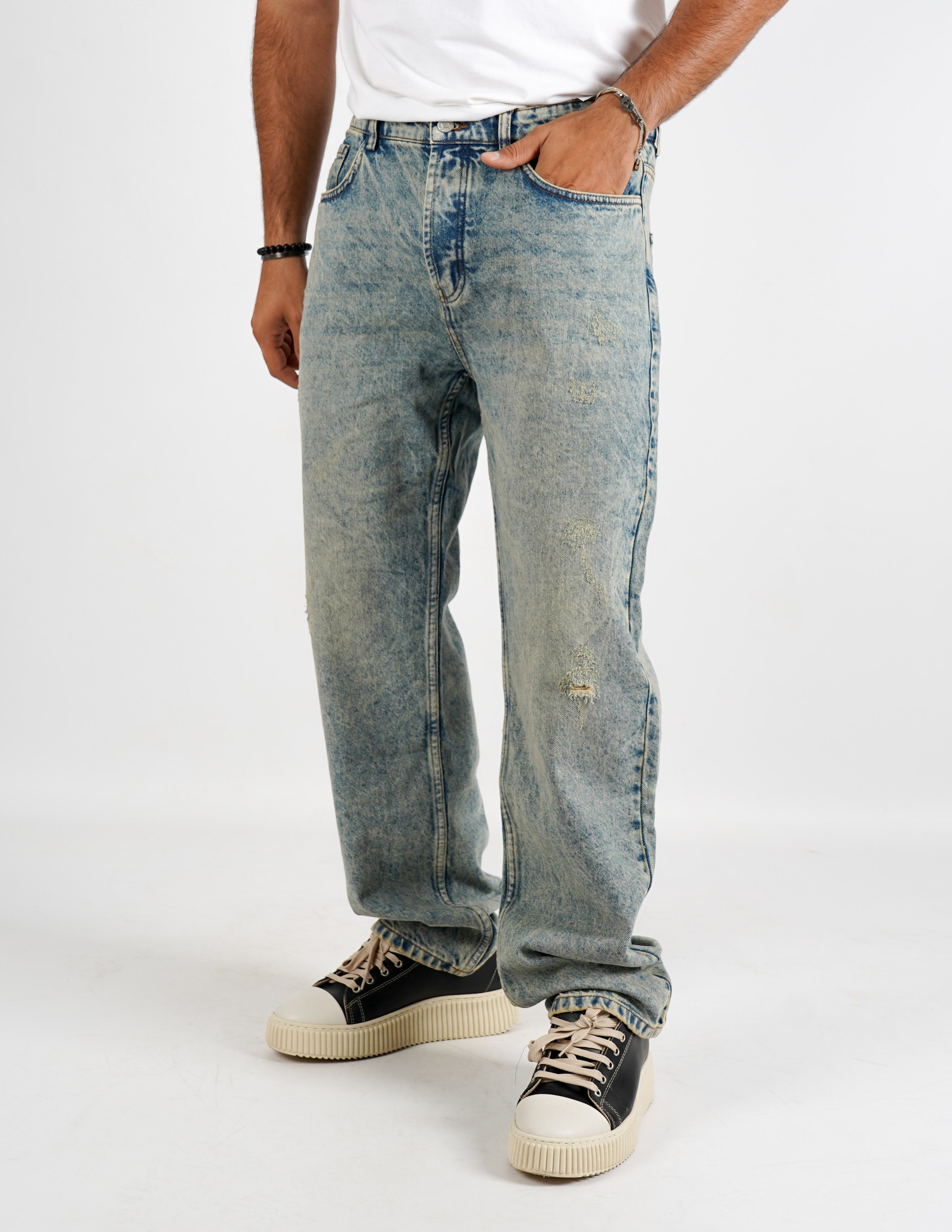 Jeans baggy lavaggio sabbia
