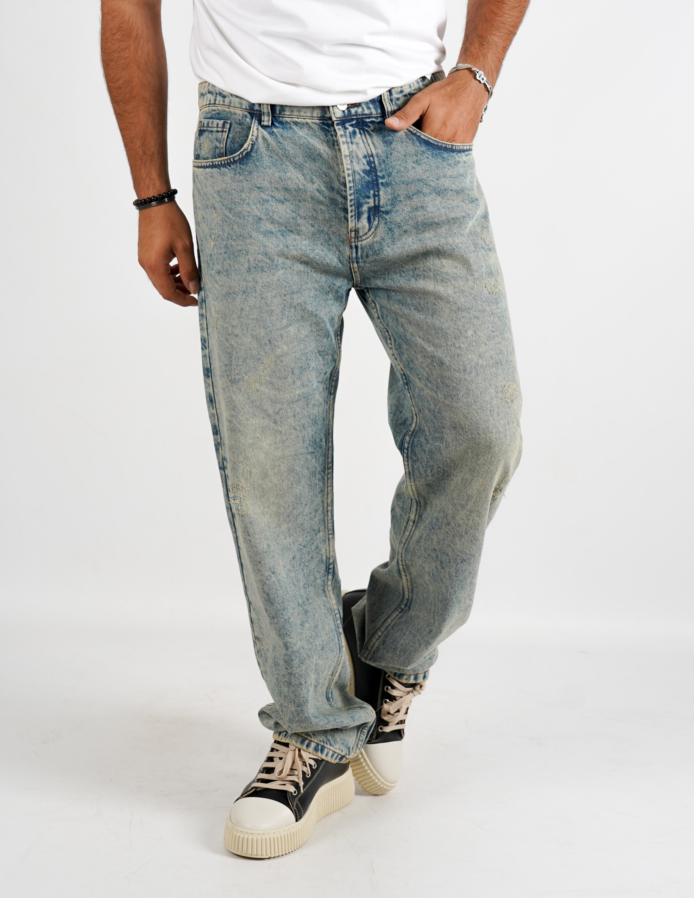 Jeans baggy lavaggio sabbia