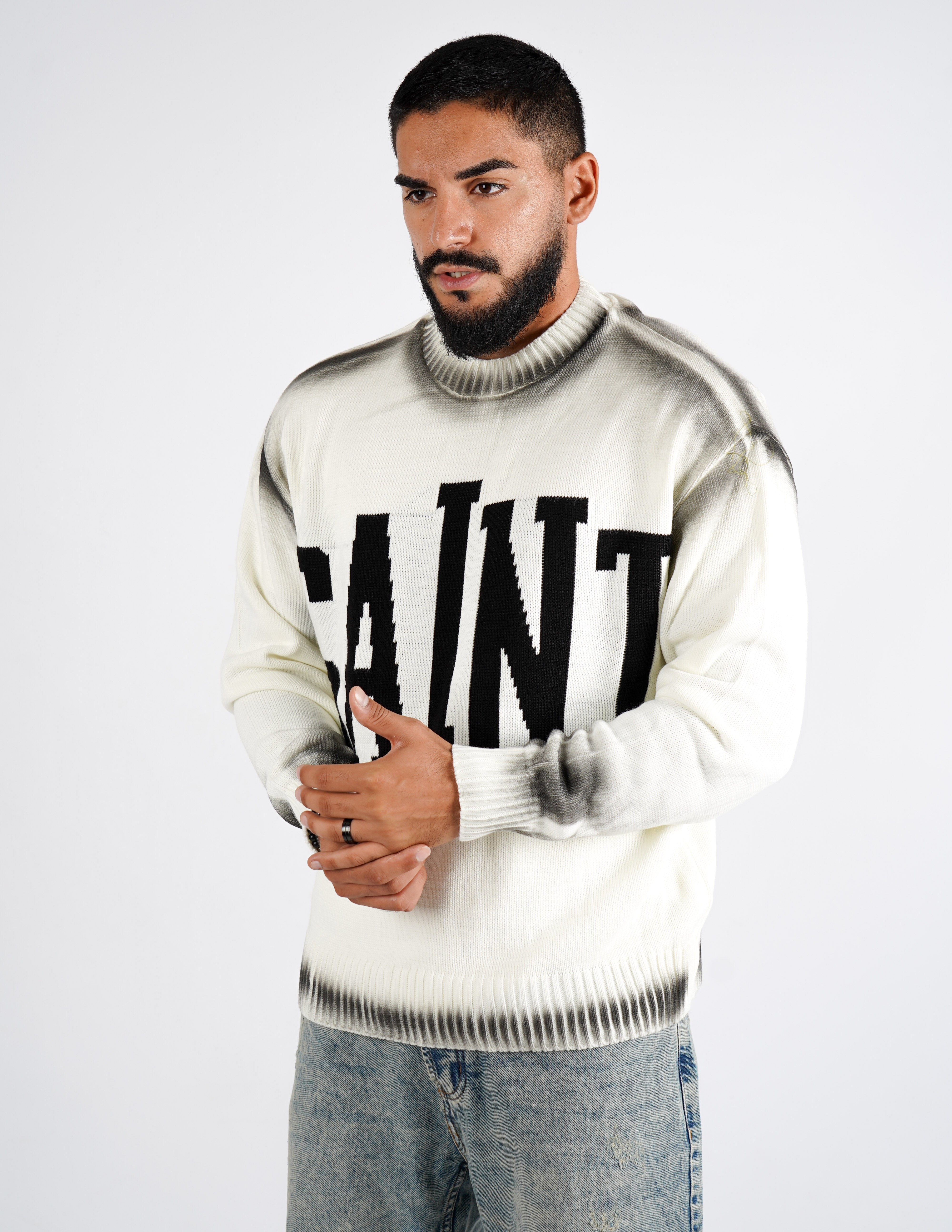 Maglione uomo strutturato con scritta