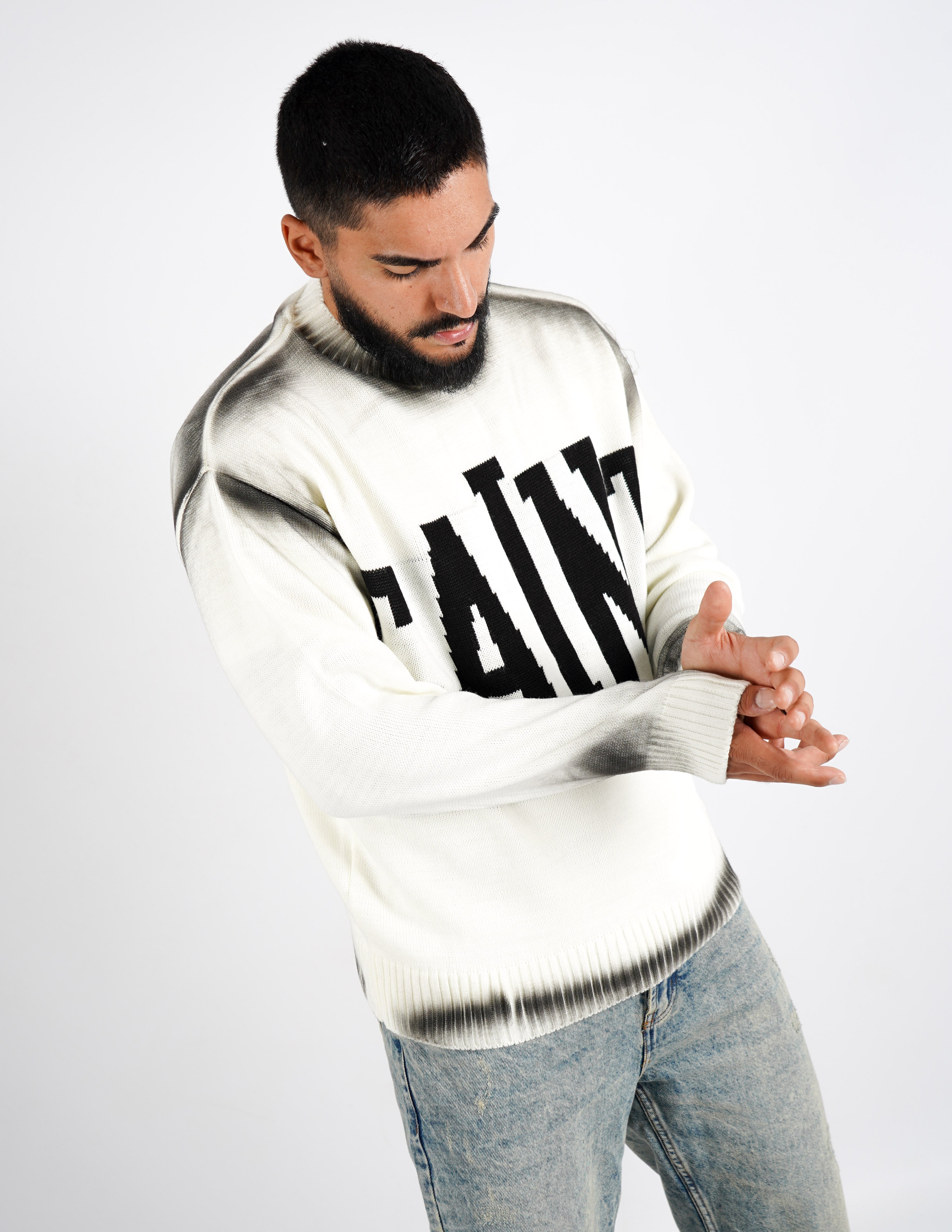 Maglione uomo strutturato con scritta