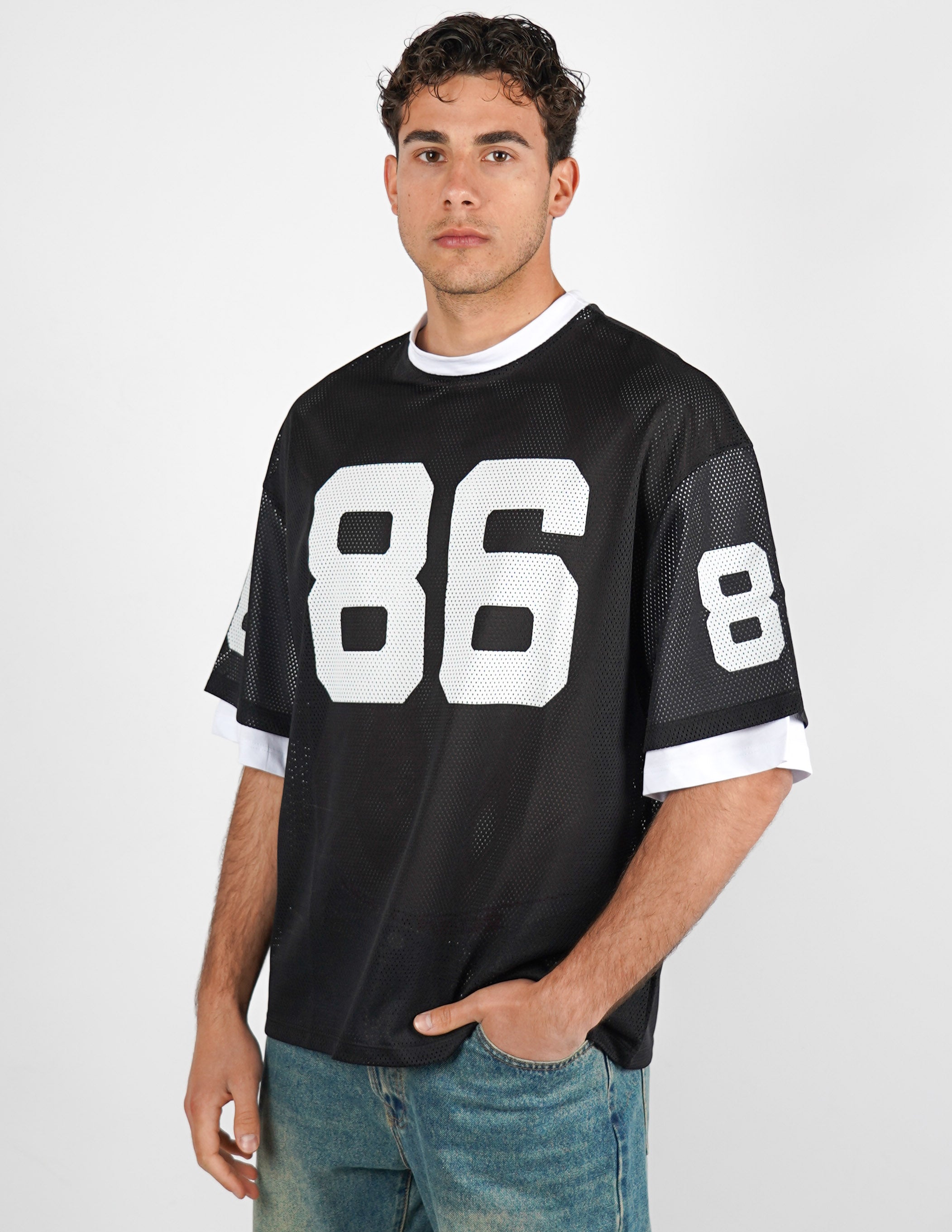 T-SHIRT GIROCOLLO IN RETE
