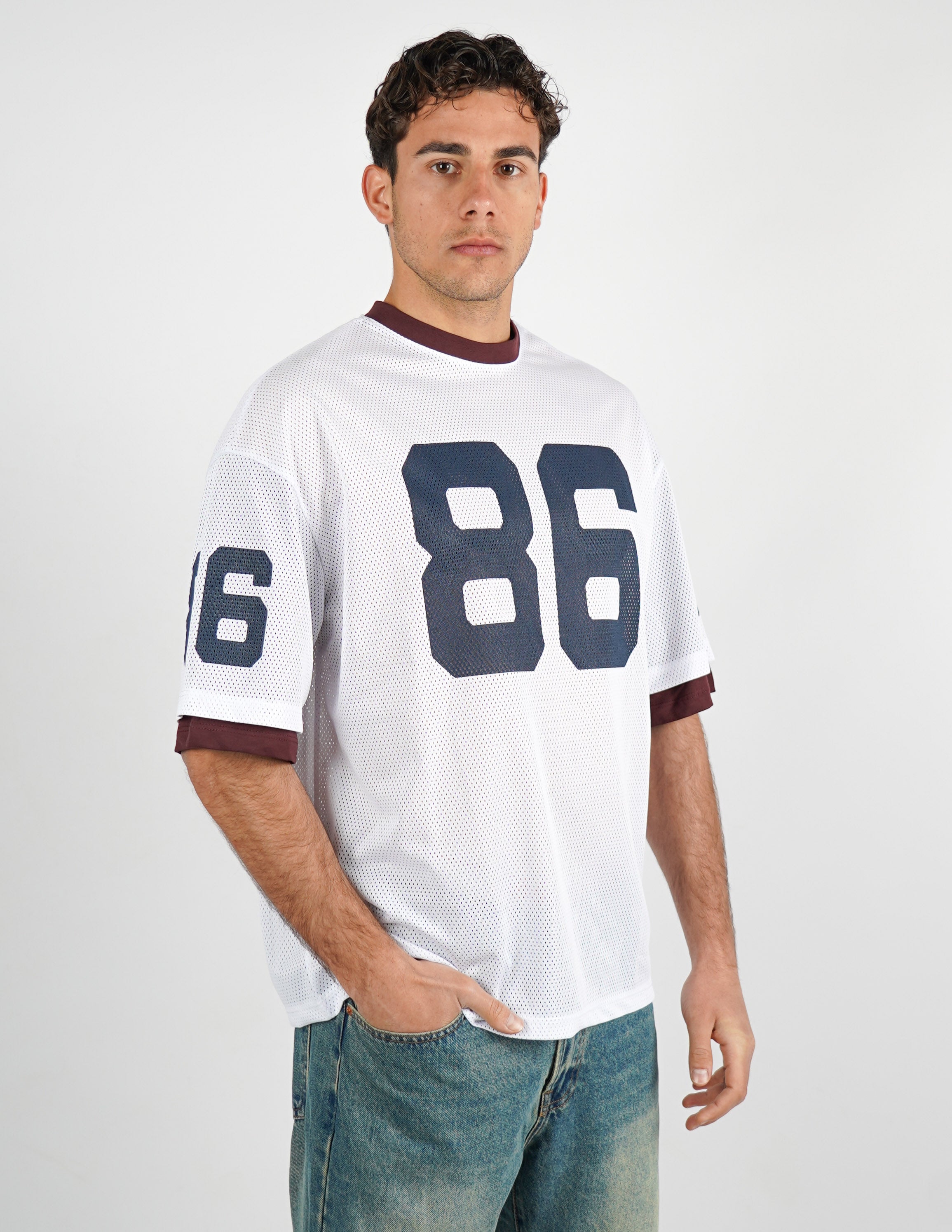 T-SHIRT GIROCOLLO IN RETE