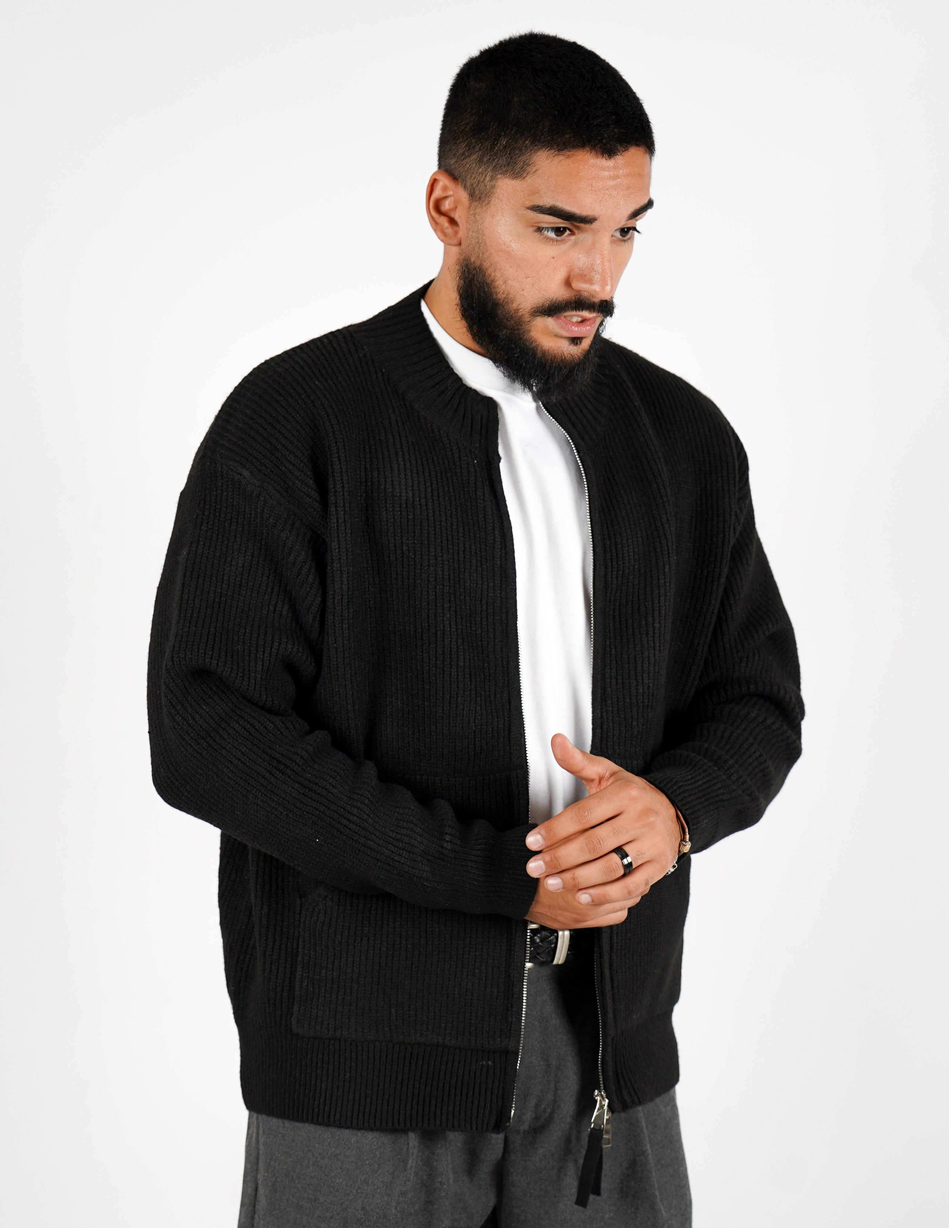 CARDIGAN CON ZIP MISTO LANA