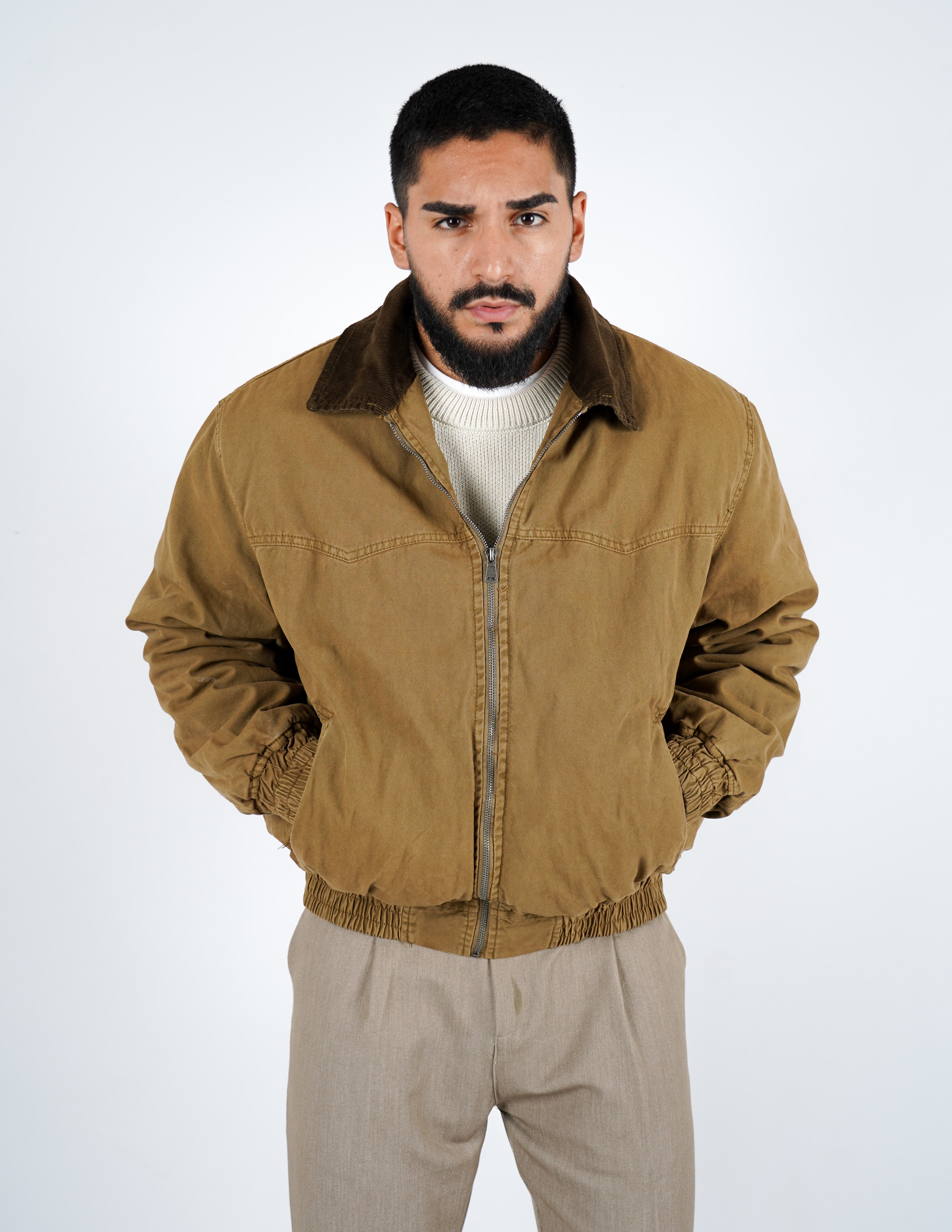 Giubbino regular con collo in velluto