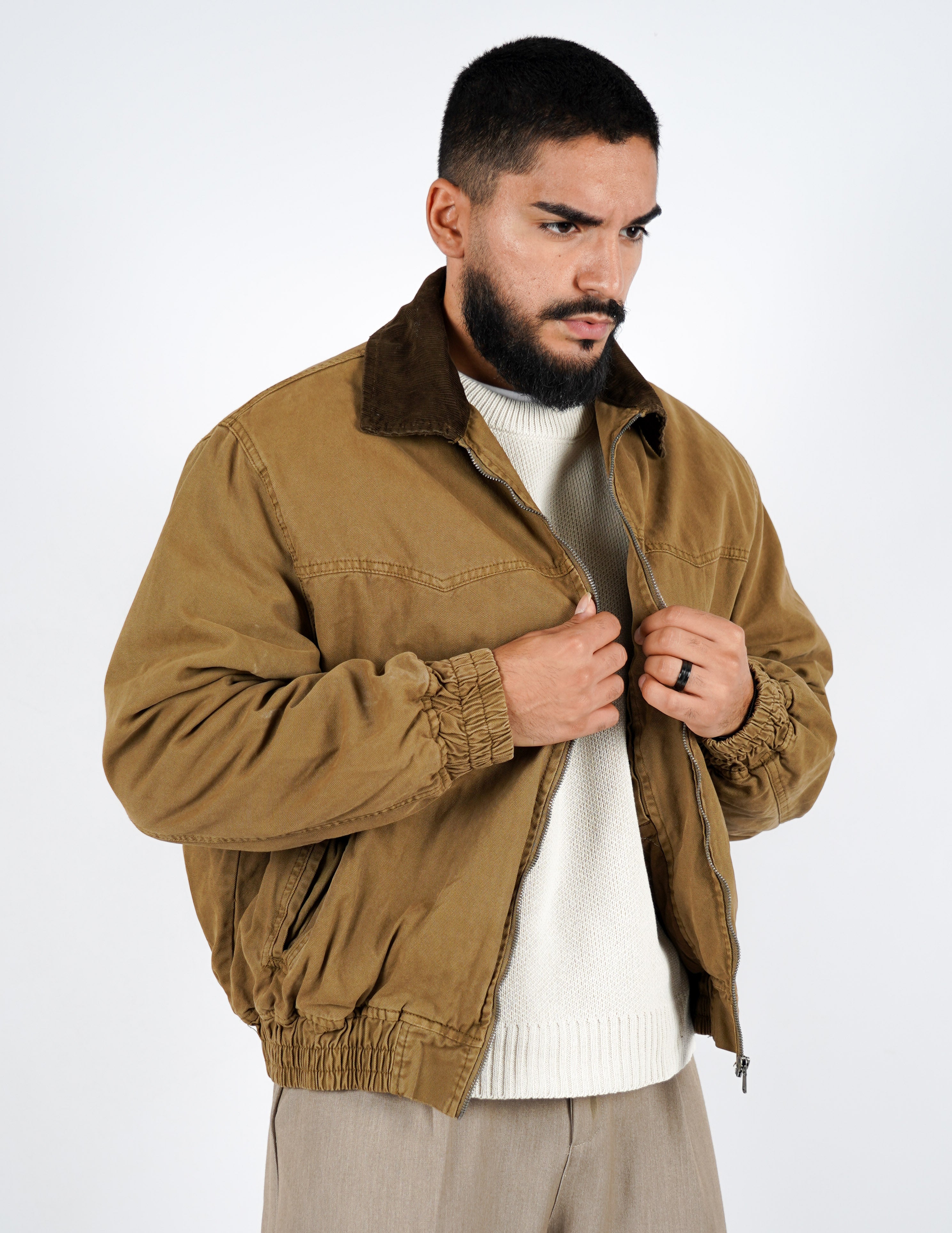 Giubbino regular con collo in velluto