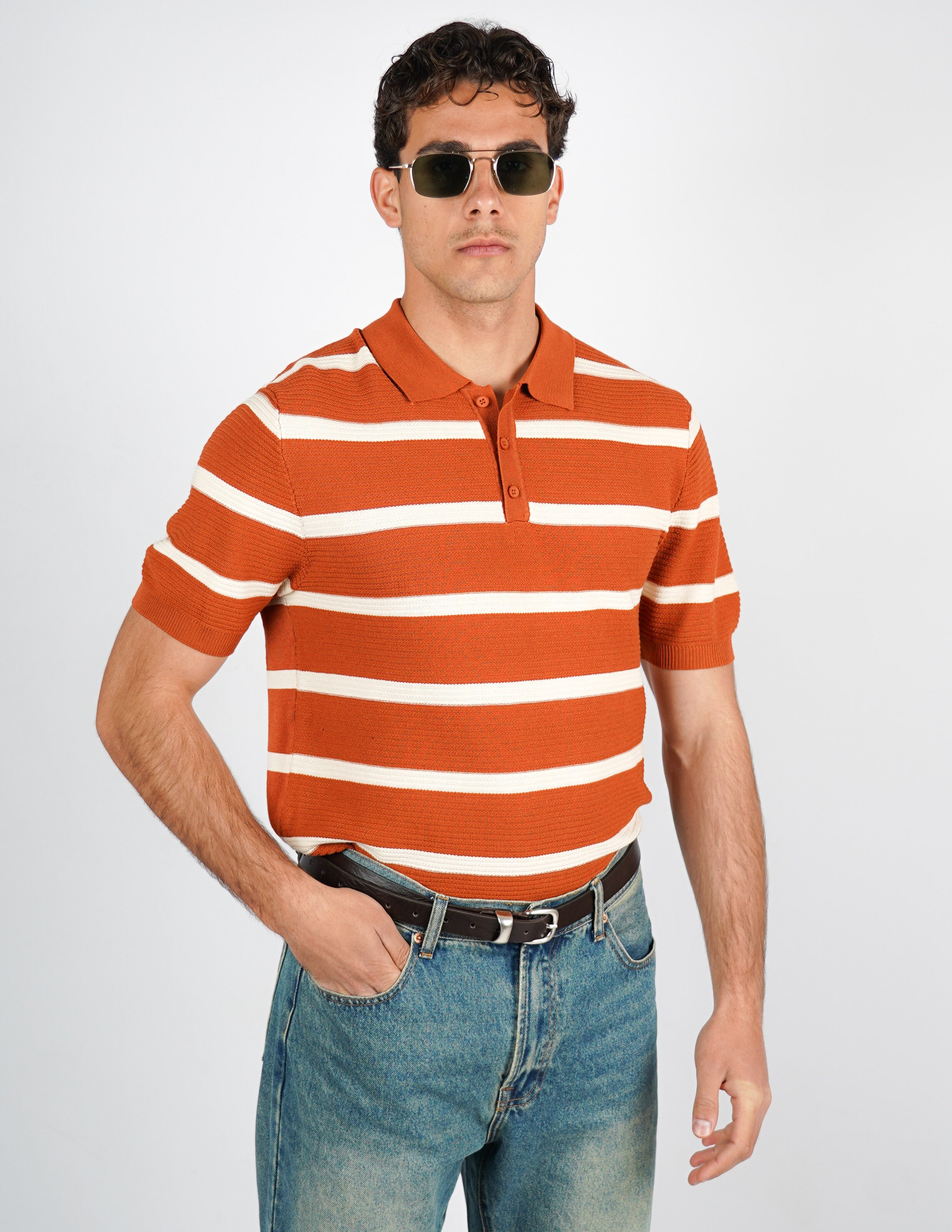 polo in maglia a righe