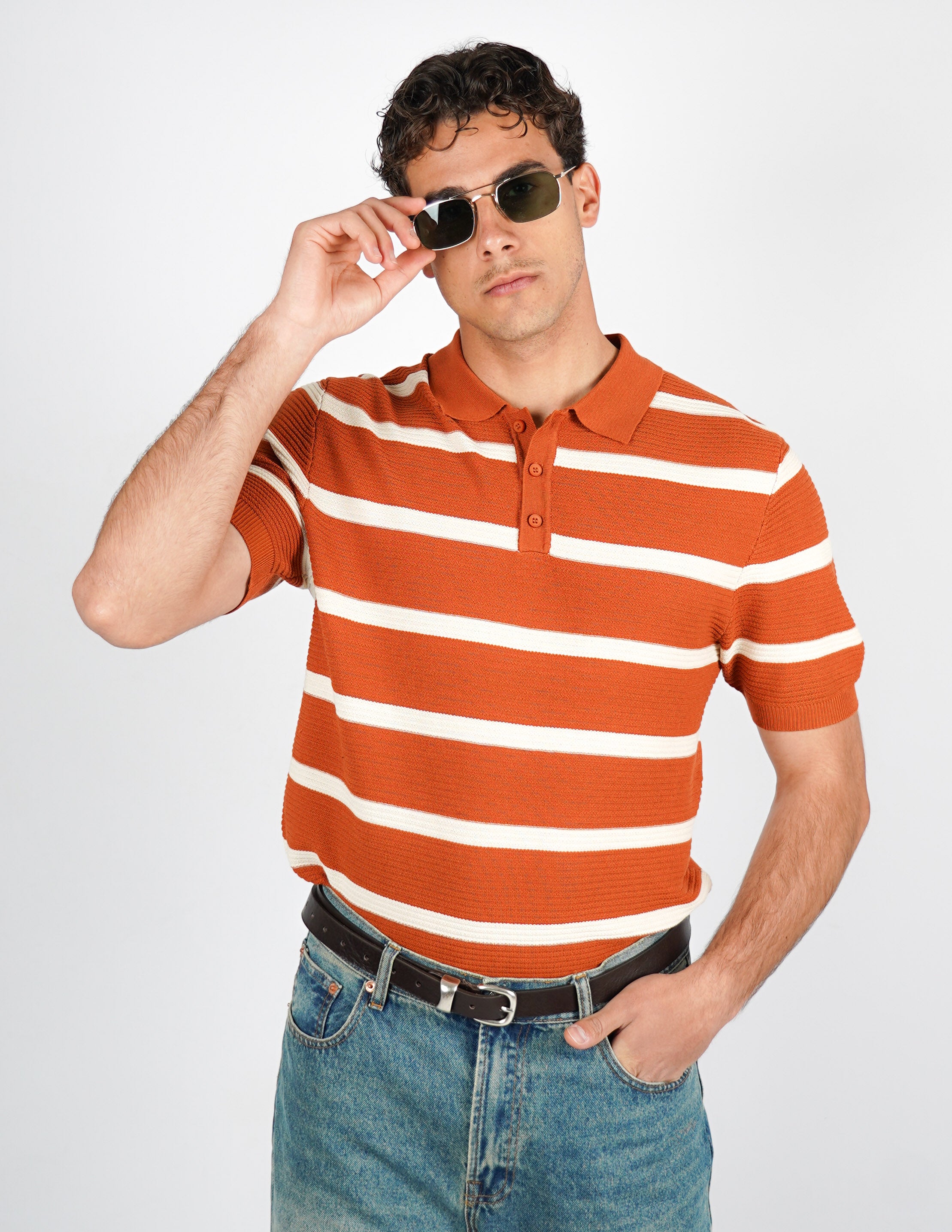 polo in maglia a righe