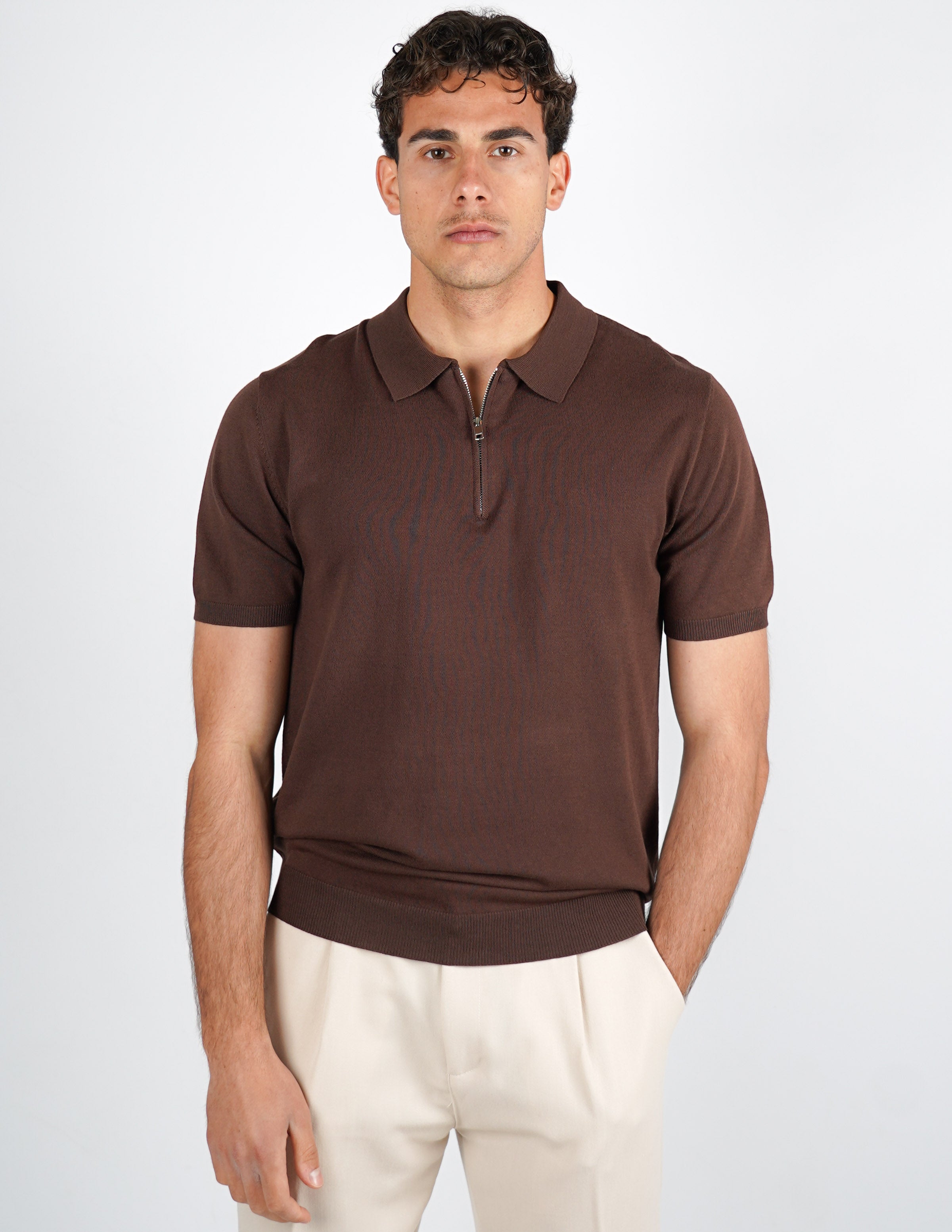 Polo manica corta con zip