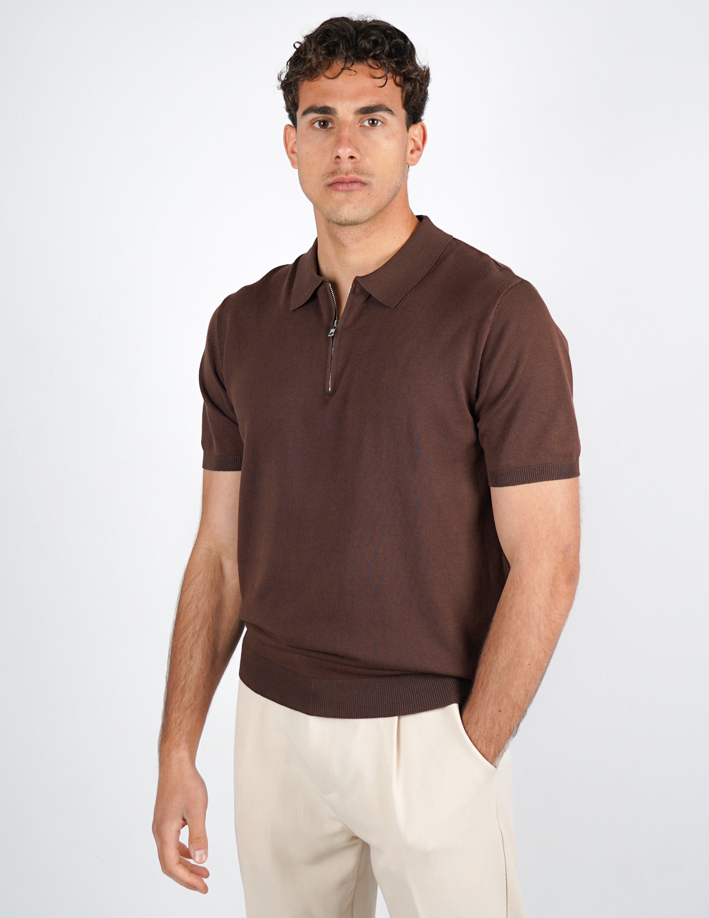 Polo manica corta con zip