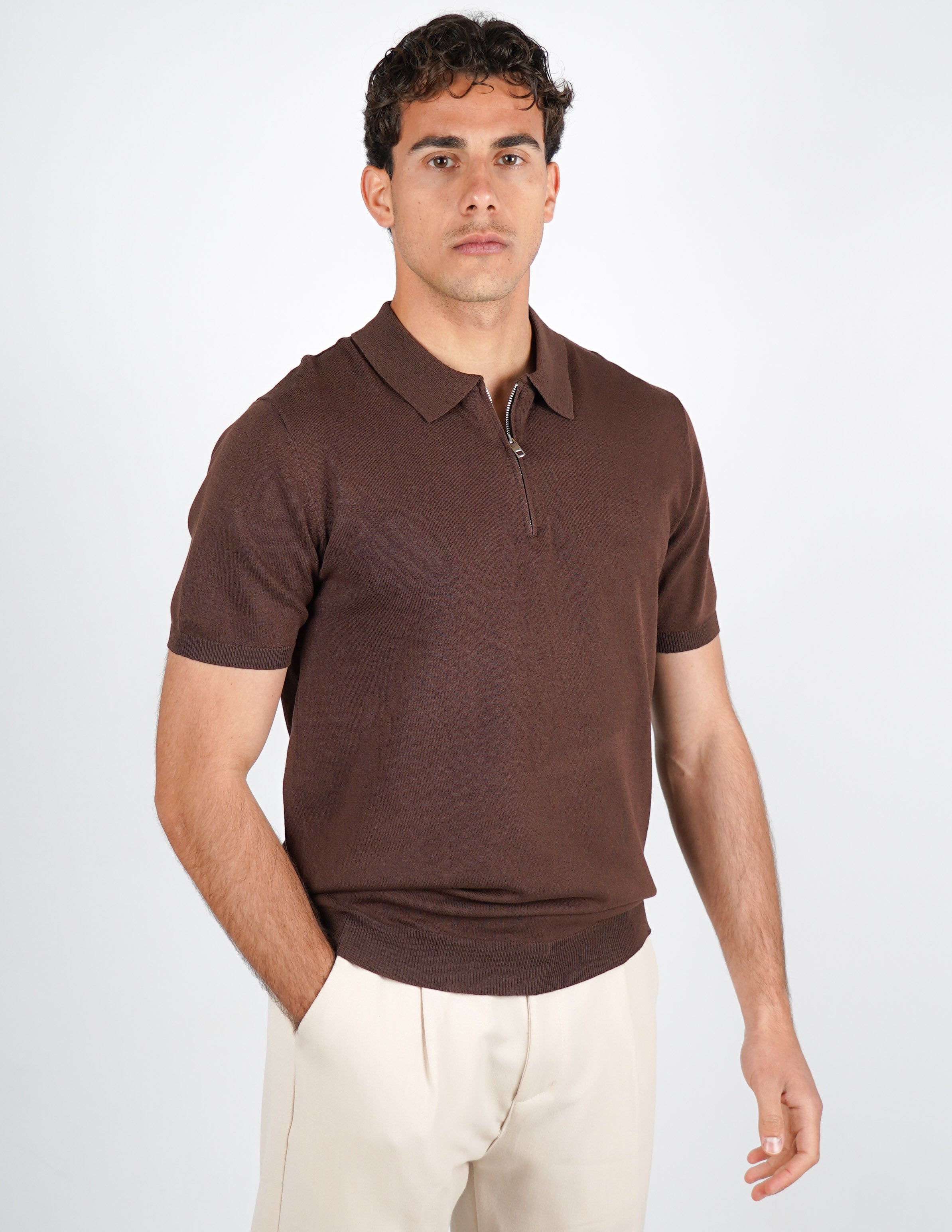 Polo manica corta con zip