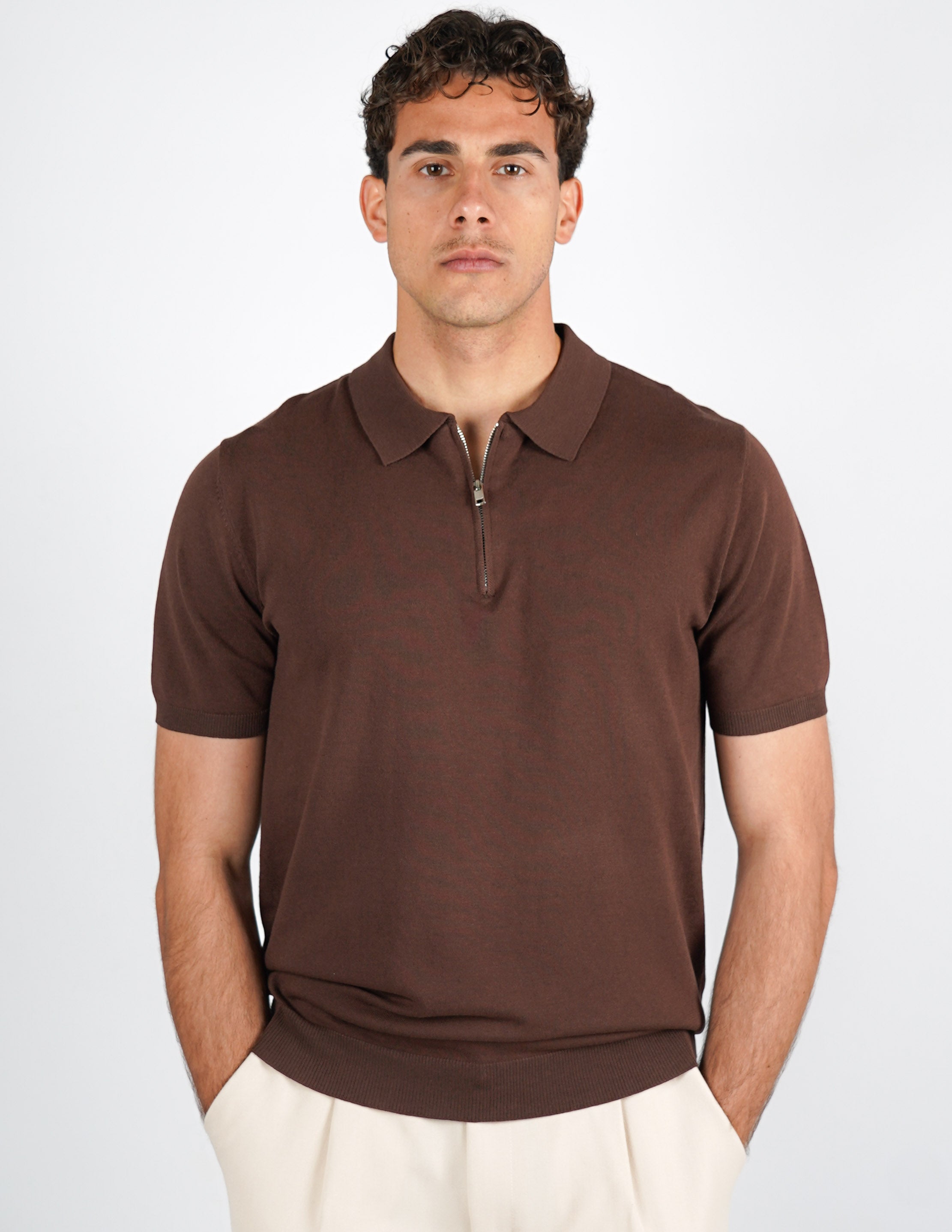 Polo manica corta con zip
