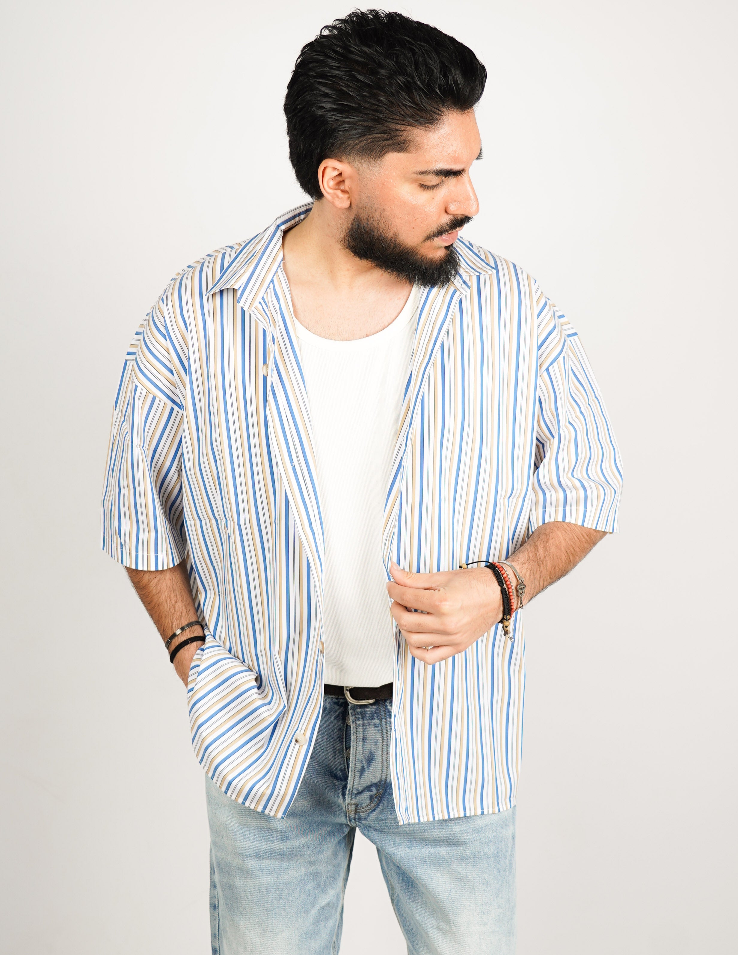 CAMICIA MANICA CORTA A RIGHE
