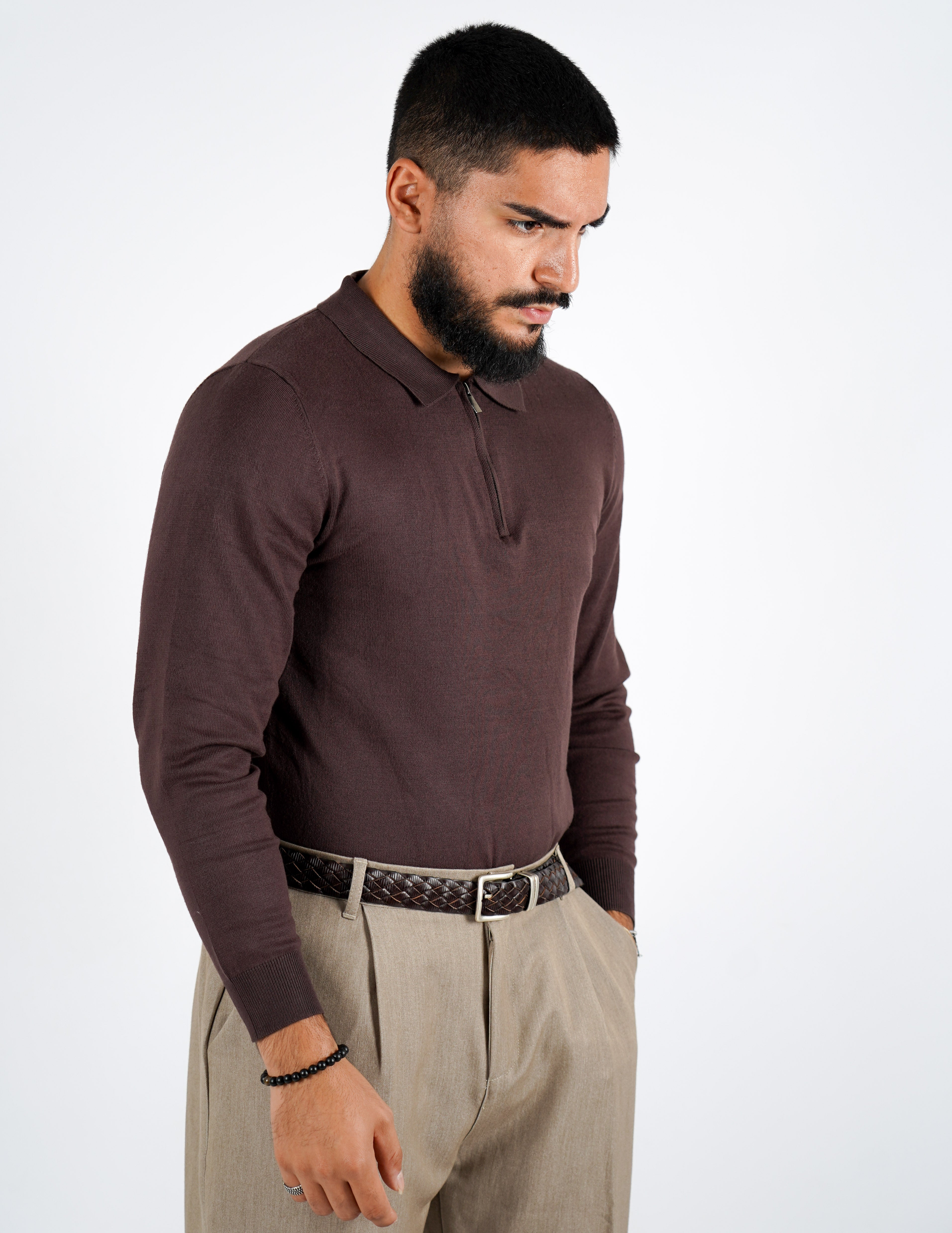 Polo tinta unita con zip